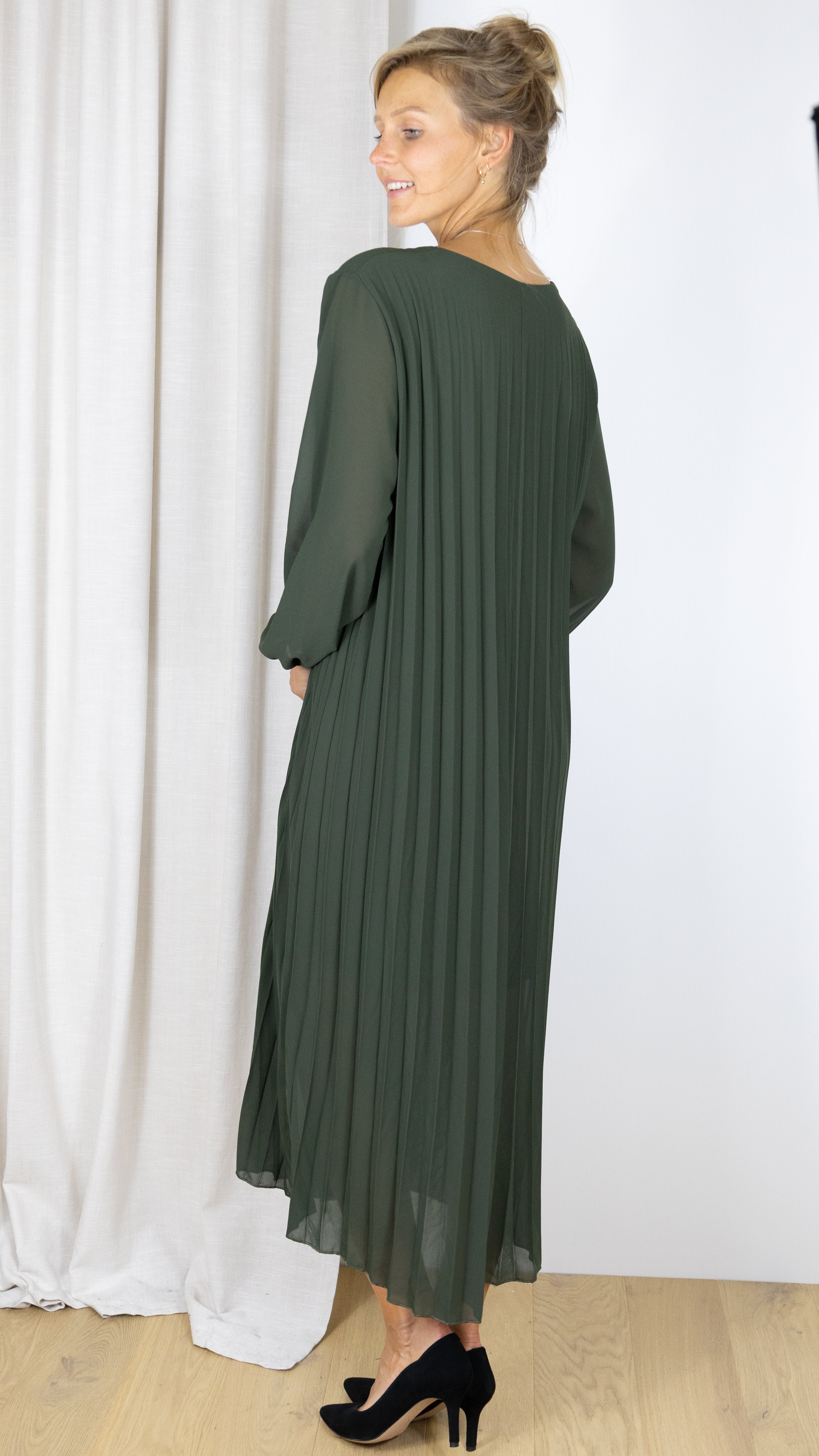 ROBE LONGUE PLISSEE KAKI 31664 VOUS