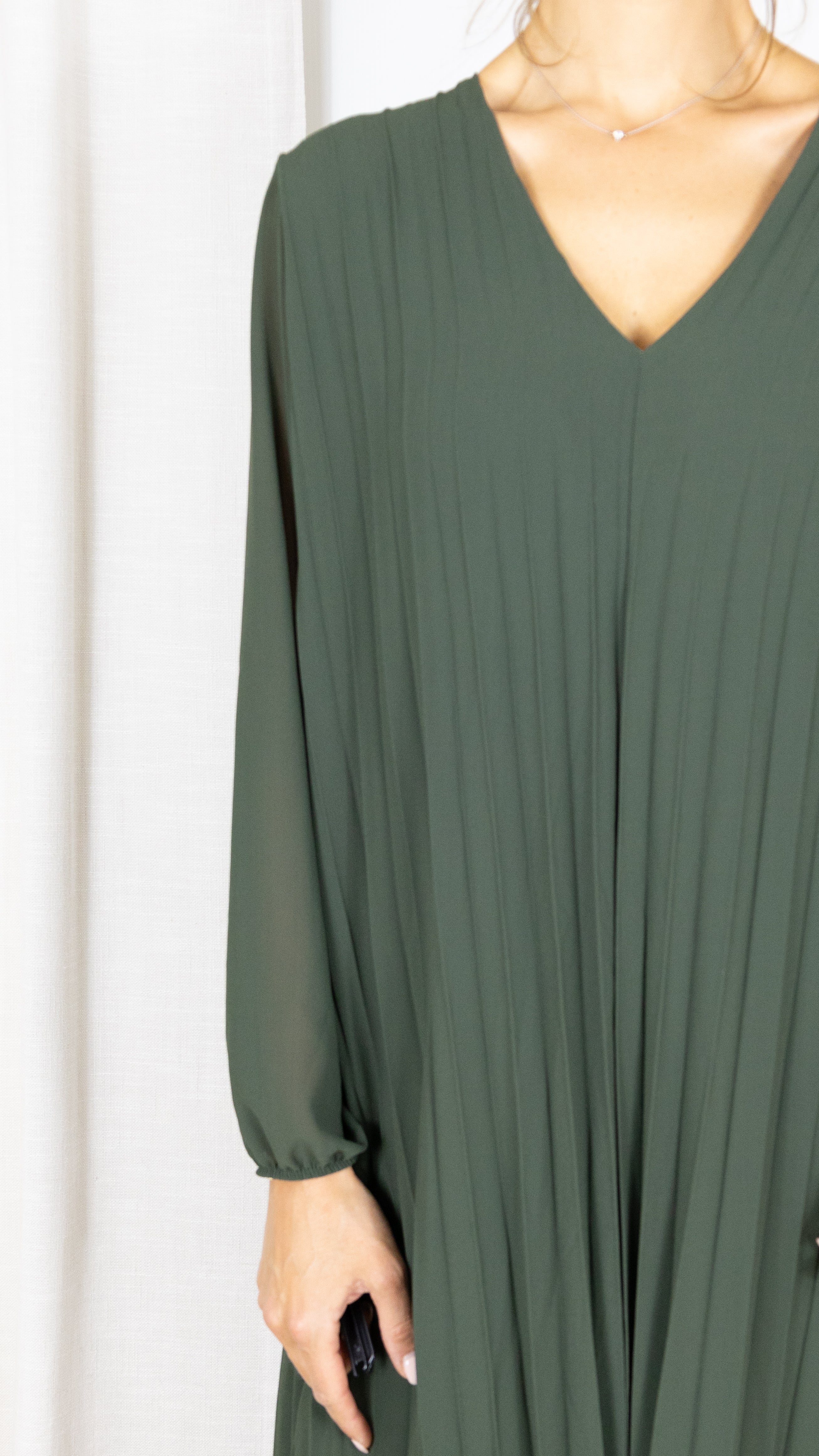 ROBE LONGUE PLISSEE KAKI 31664 VOUS