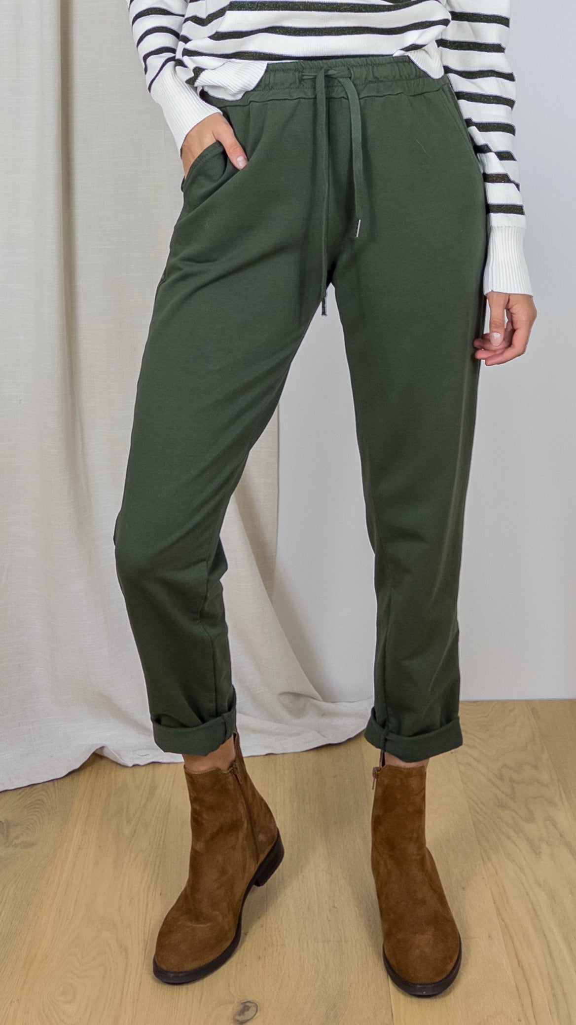 JOGGING BANDES SATINÉES WHY NOT P1836 KAKI