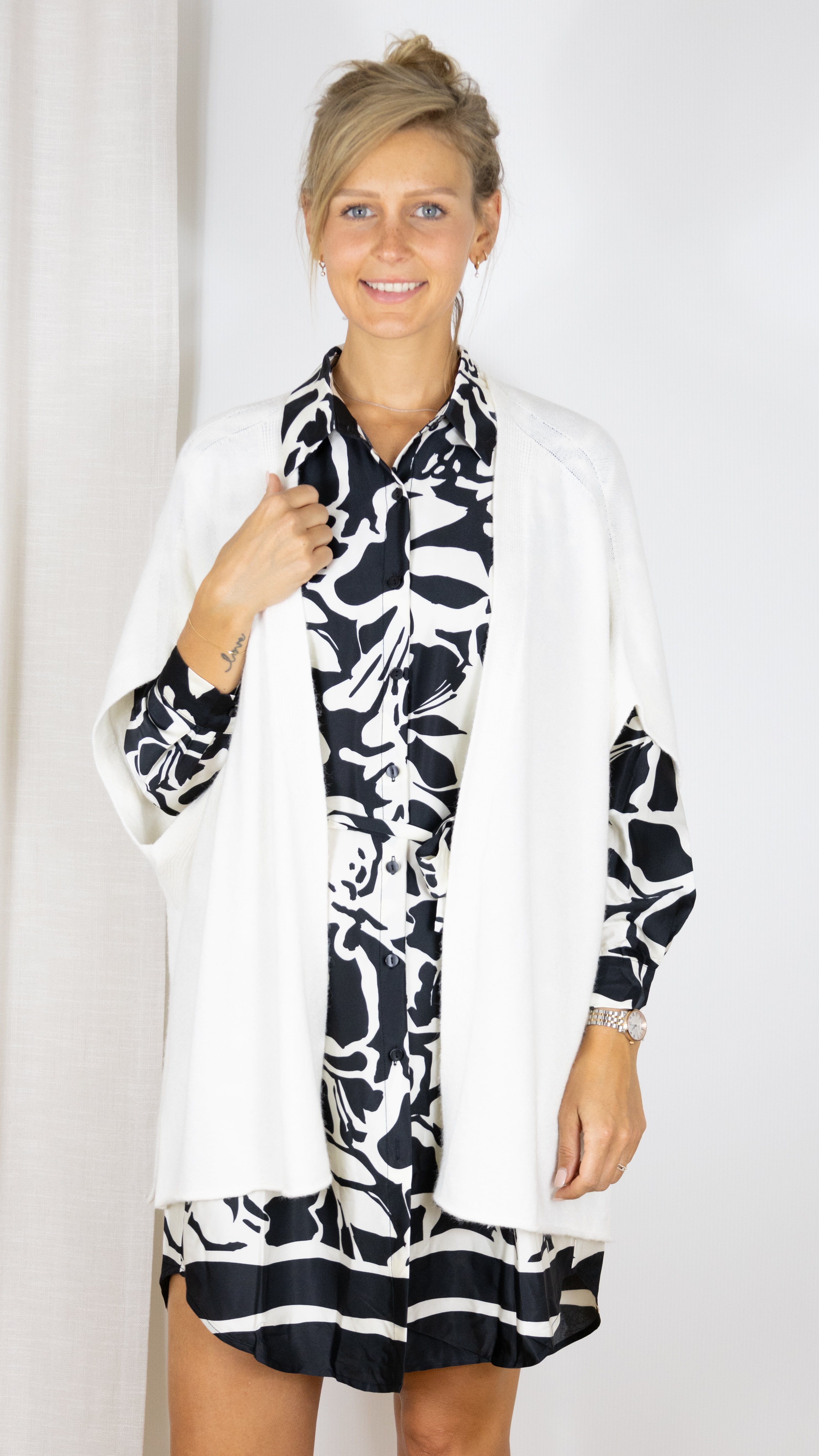 GILET AMPLE BORD A BORD SANS MANCHES WHY NOT 2068 ECRU