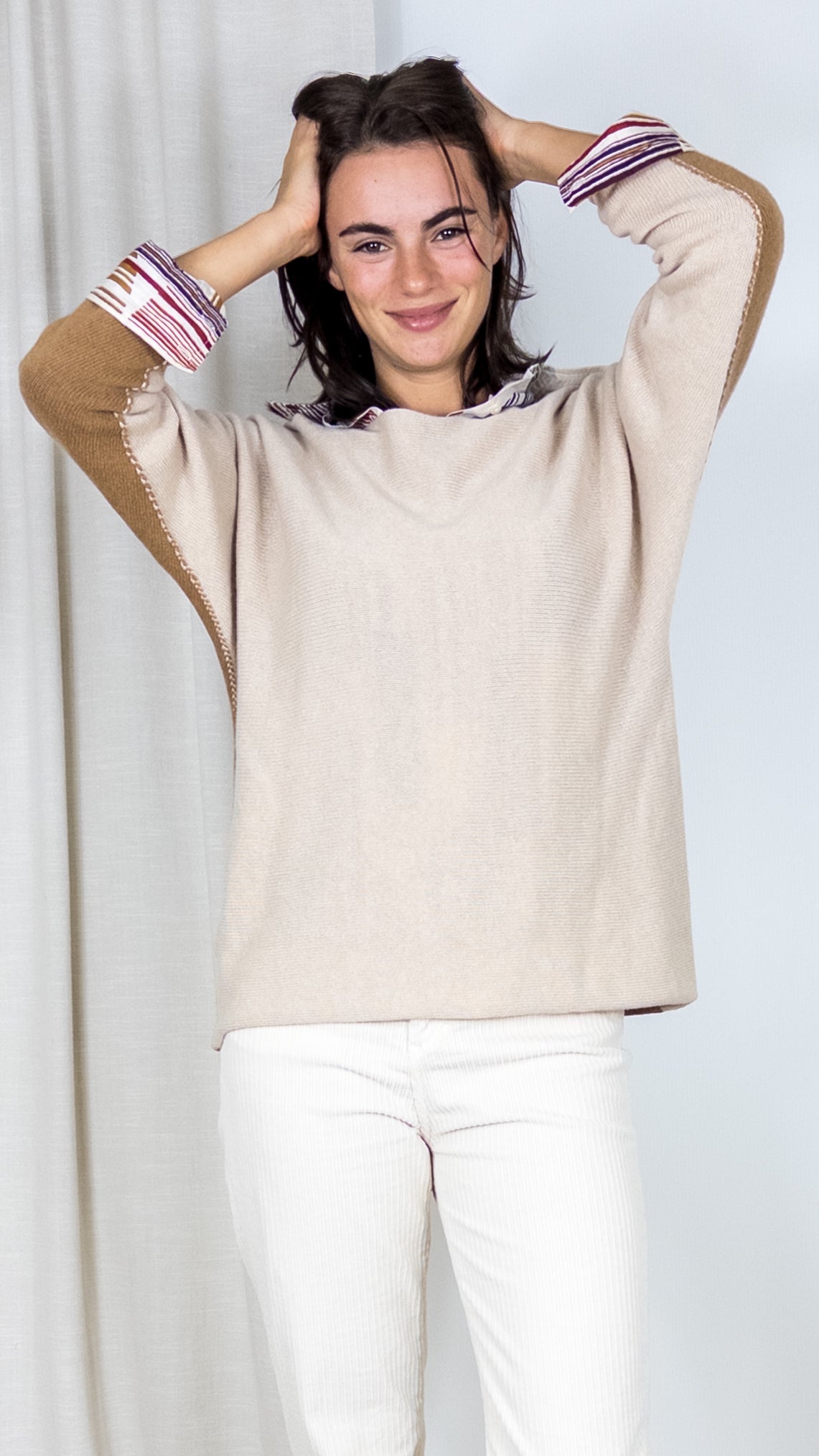 PULL BICOLORE 1717 WHY NOT BEIGE CAMEL