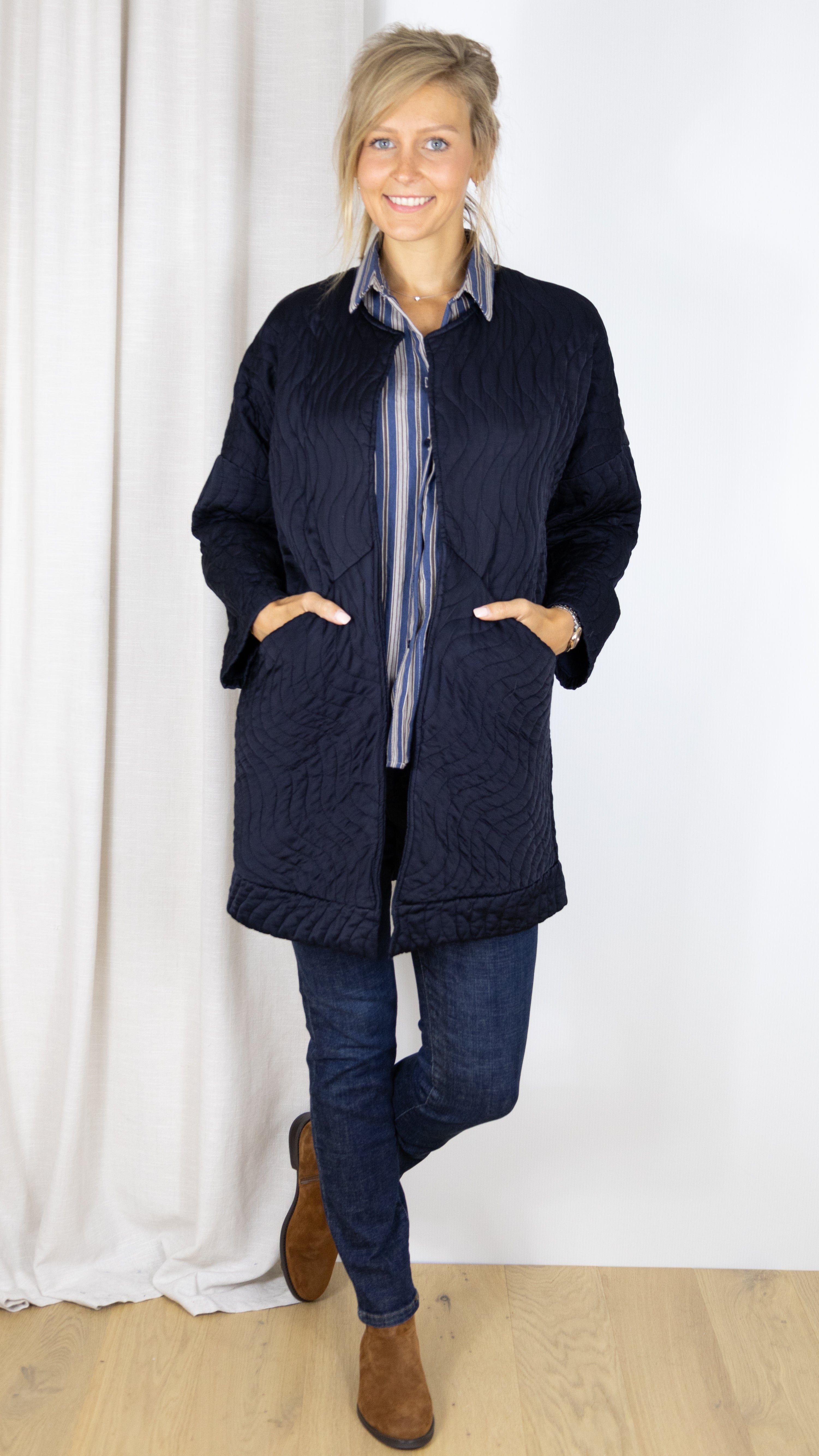 VESTE MILONGUE KIMONO MARINE POHEME PARIS 7288