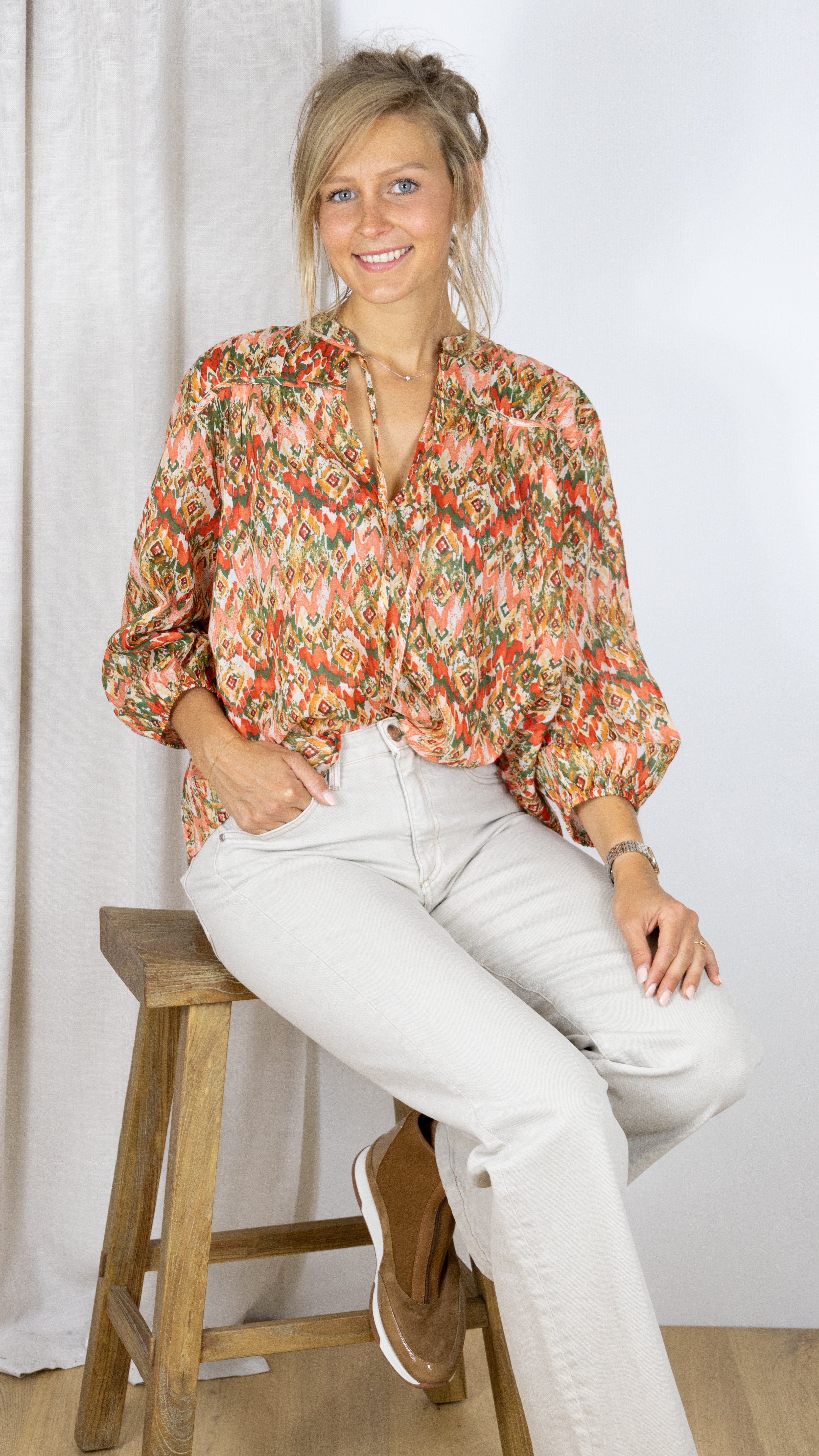 BLOUSE IMPRIMEE LUKAP 64903 ROUGE CLAIR