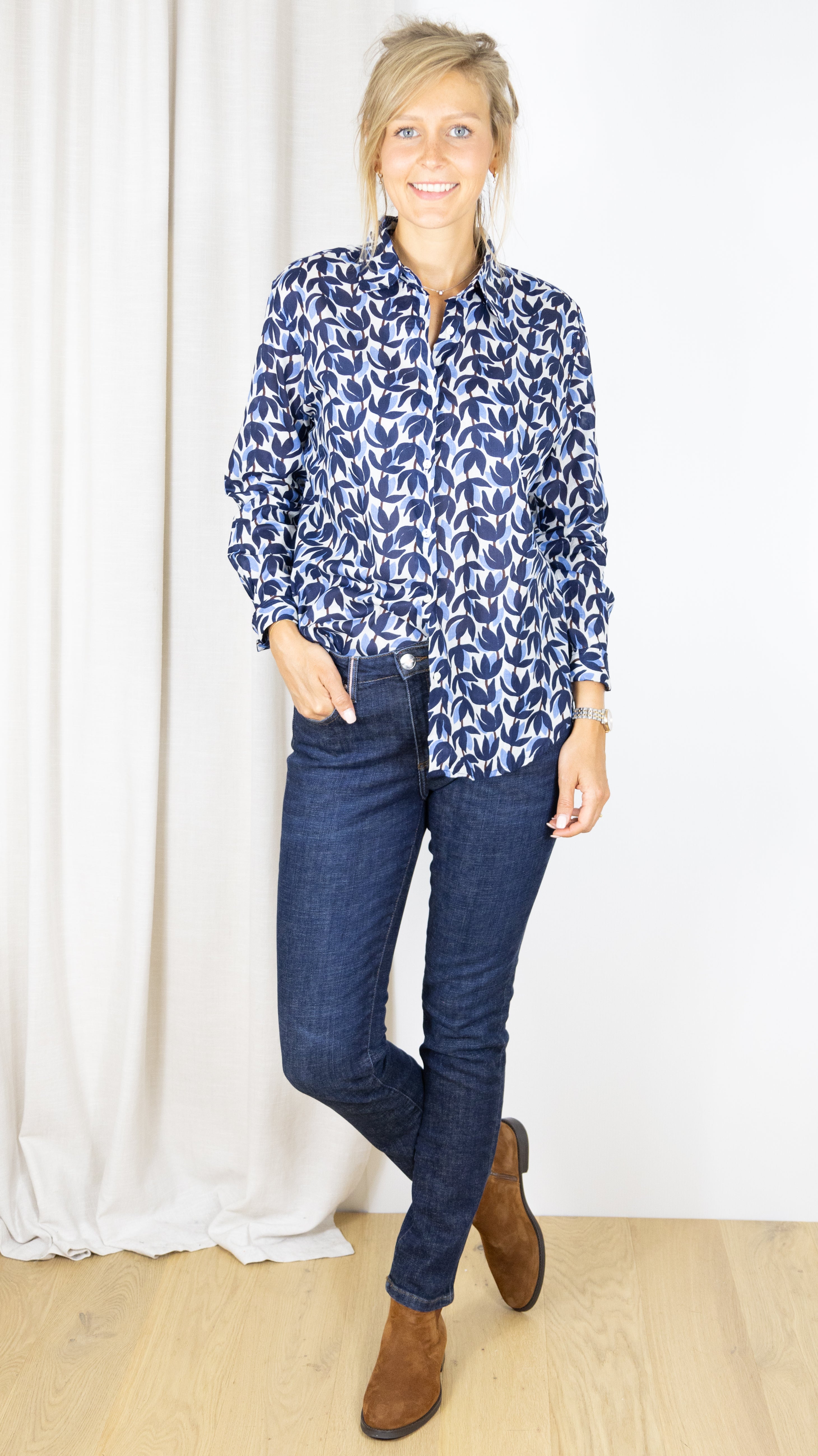 CHEMISE IMPRIMEE 65455 C55 LUKAP BLEU FONCE