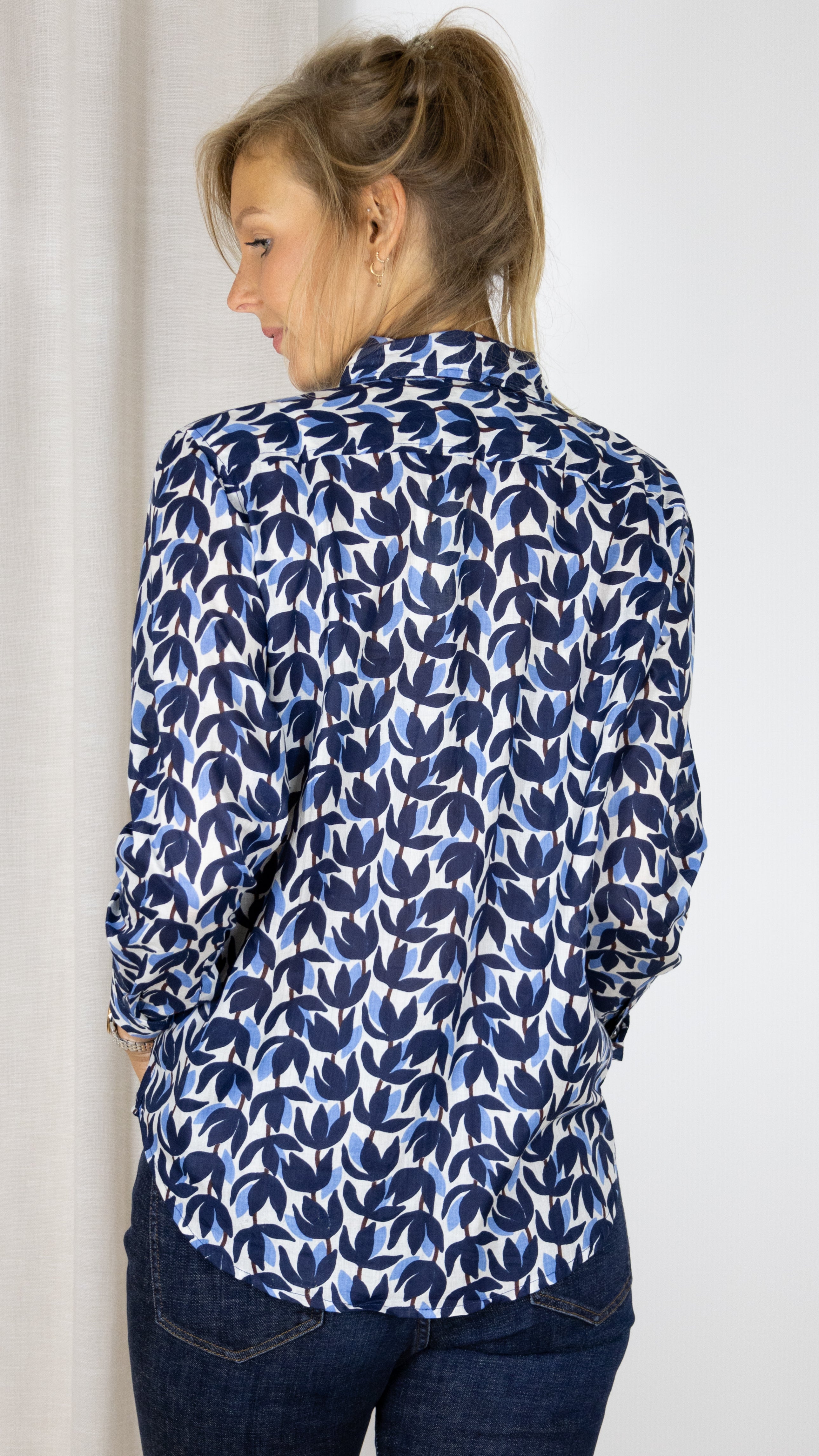 CHEMISE IMPRIMEE 65455 C55 LUKAP BLEU FONCE