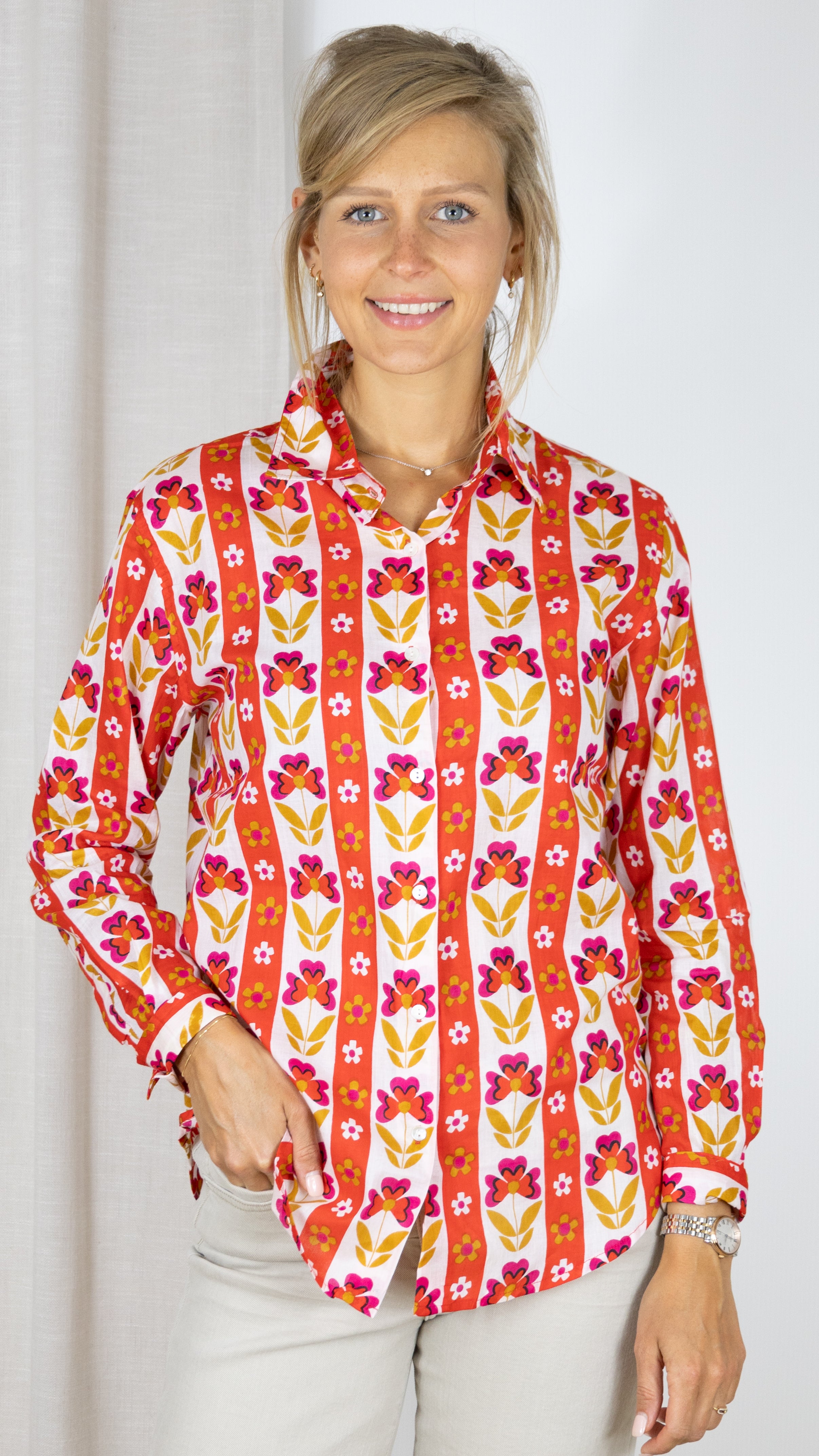 CHEMISE IMPRIMEE 65455 C55 LUKAP 0600 ROUGE CLAIR
