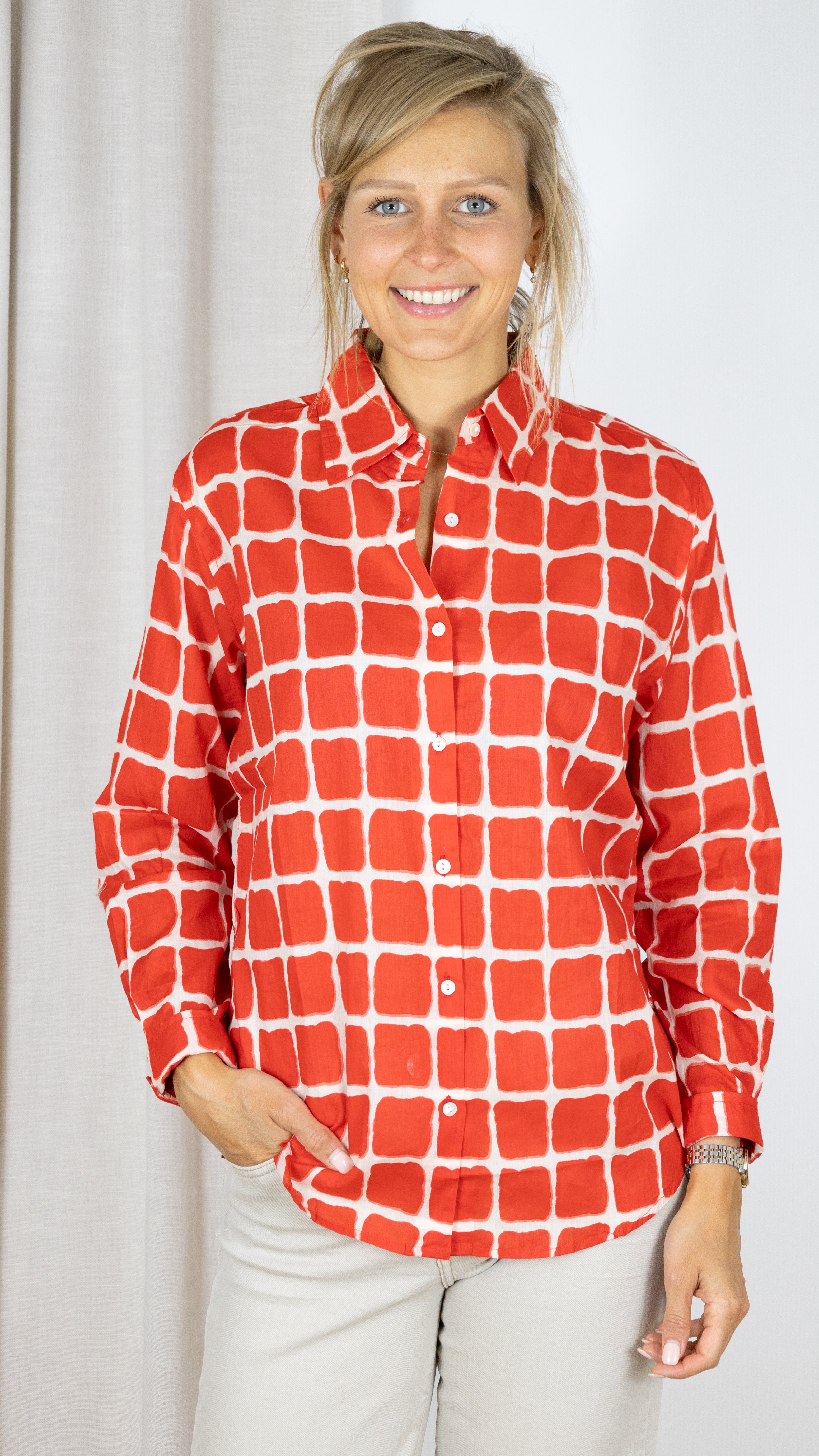 CHEMISE IMPRIMEE 65455 C55 LUKAP 0601 ROUGE CLAIR