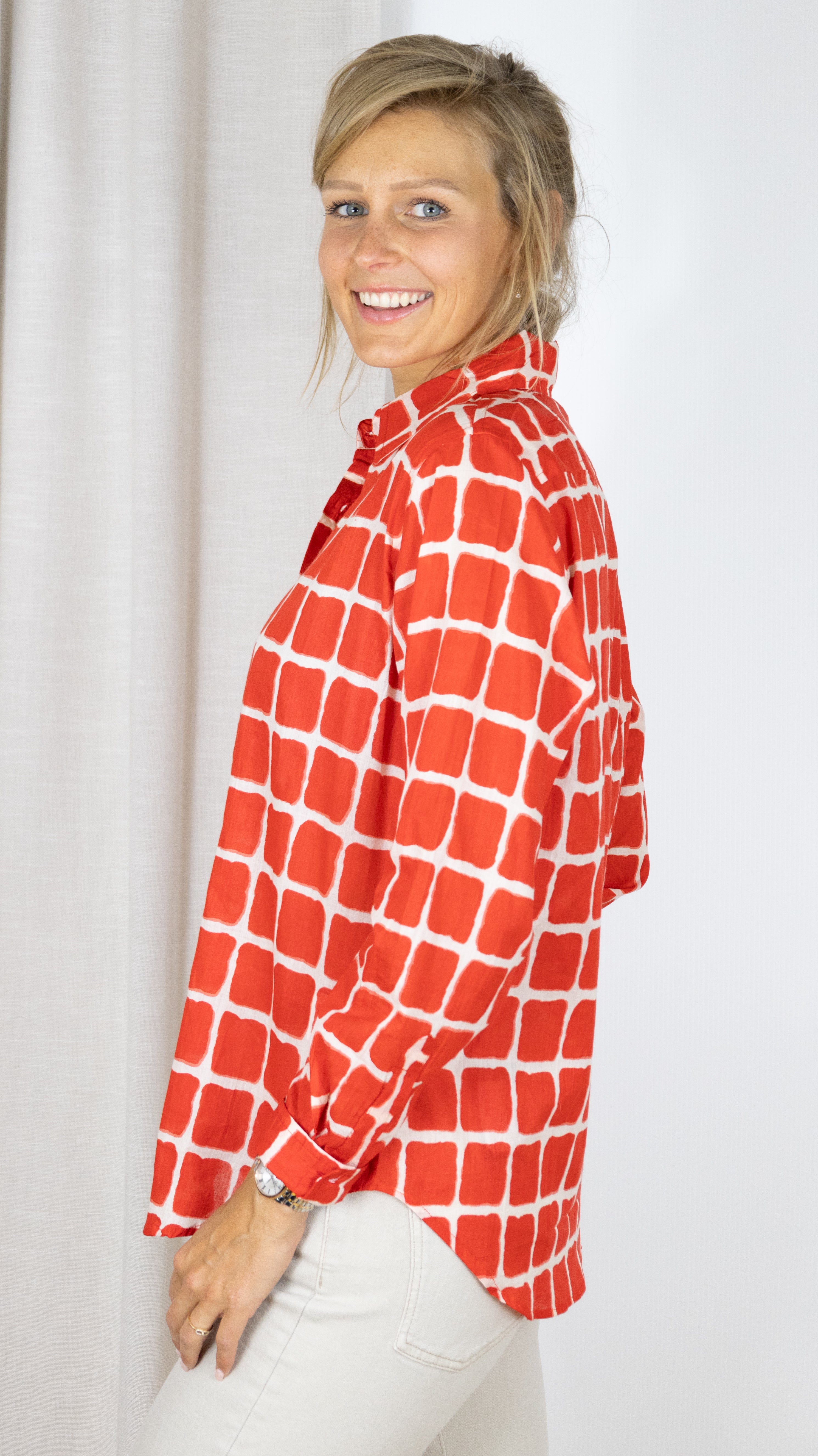 CHEMISE IMPRIMEE 65455 C55 LUKAP 0601 ROUGE CLAIR