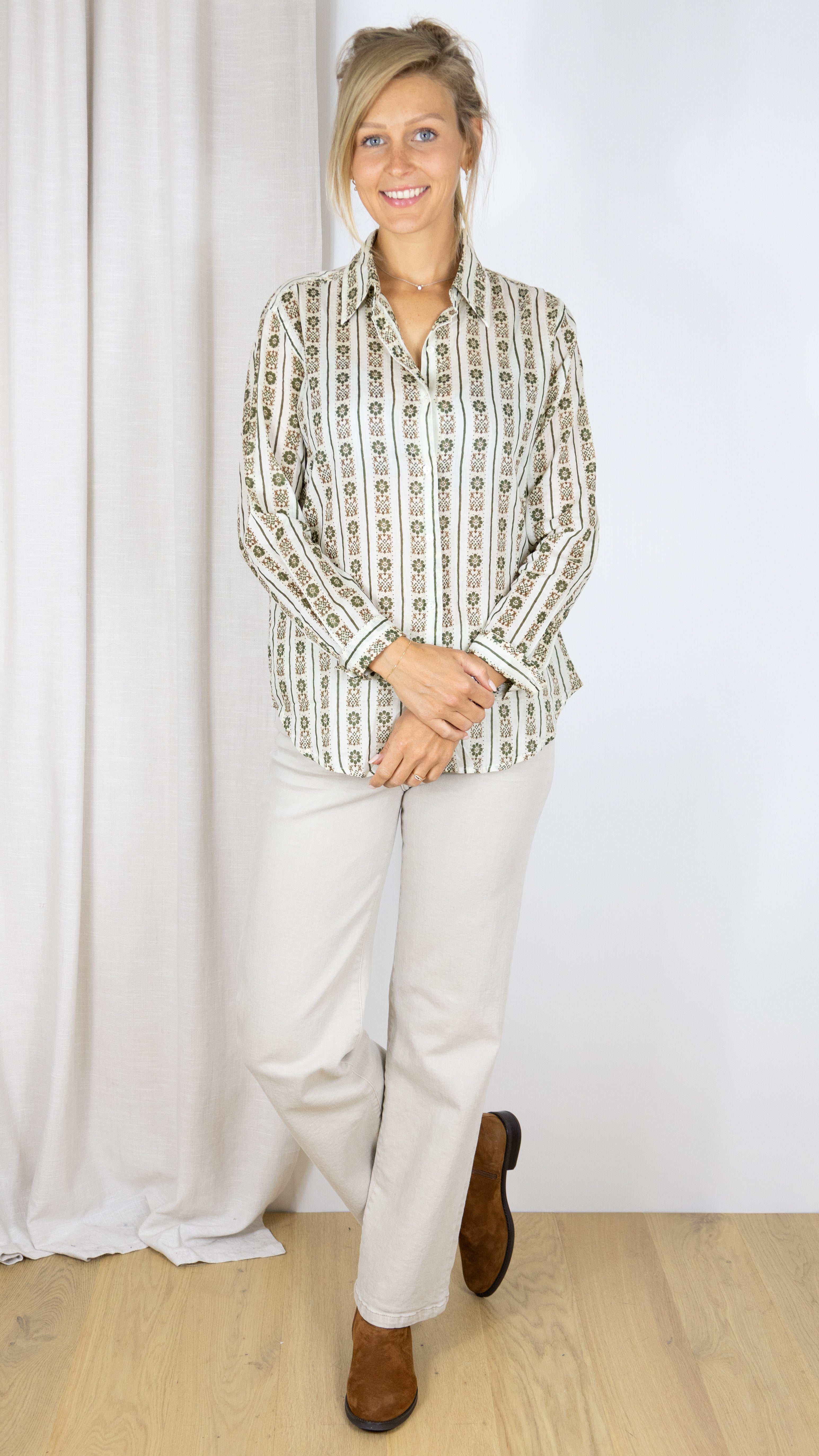 CHEMISE IMPRIMEE EN COTON 65375 C75 LUK AP VERT CLAIR