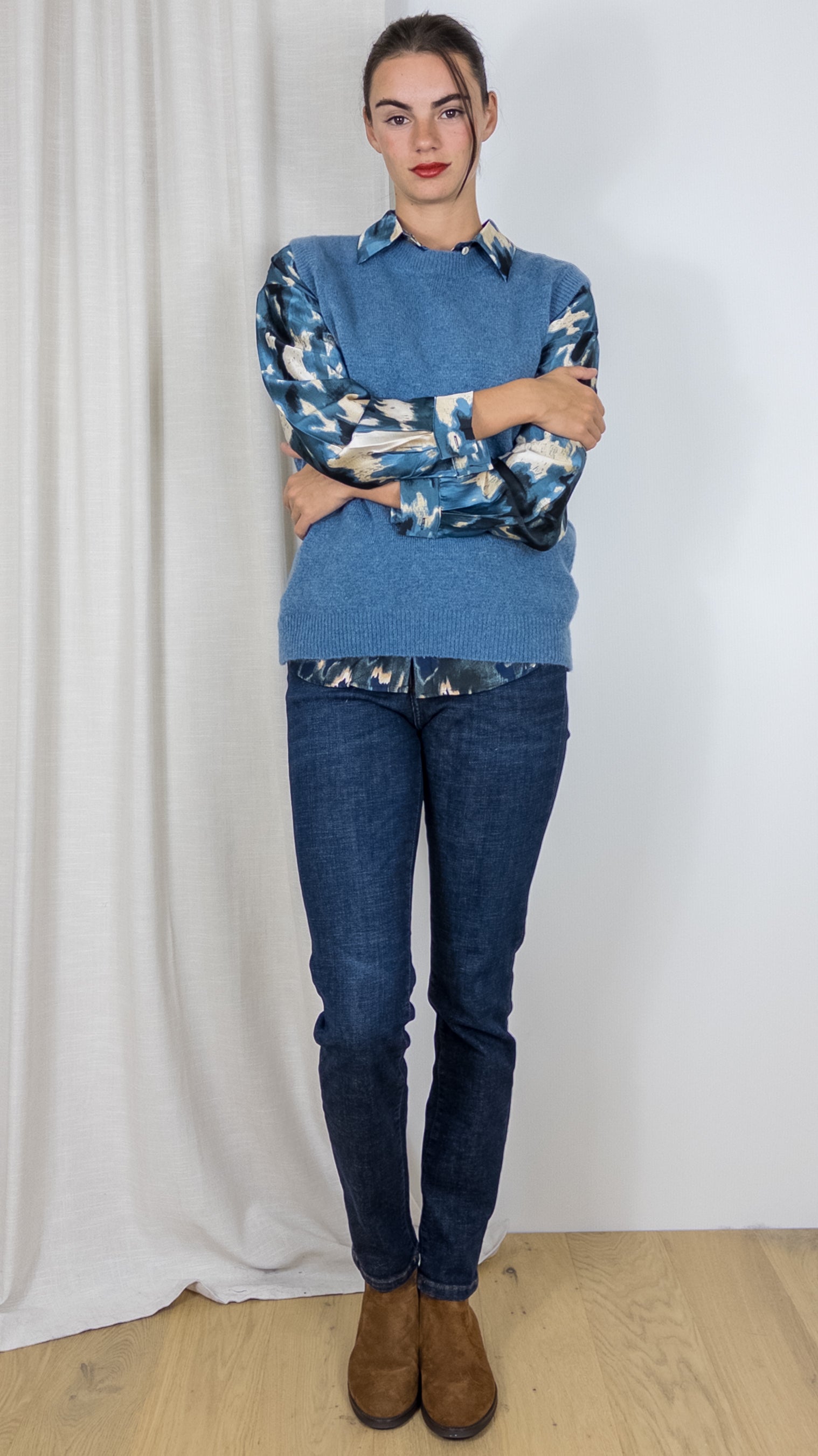 PULL RAS DE COU SANS MANCHES MAELYS 7120 JEANS