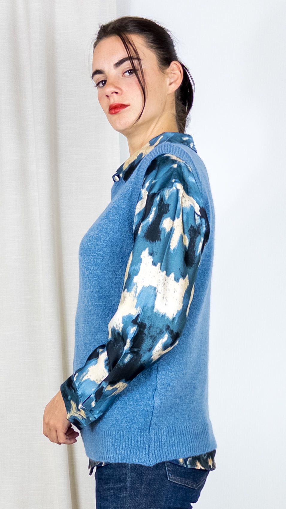 PULL RAS DE COU SANS MANCHES MAELYS 7120 JEANS