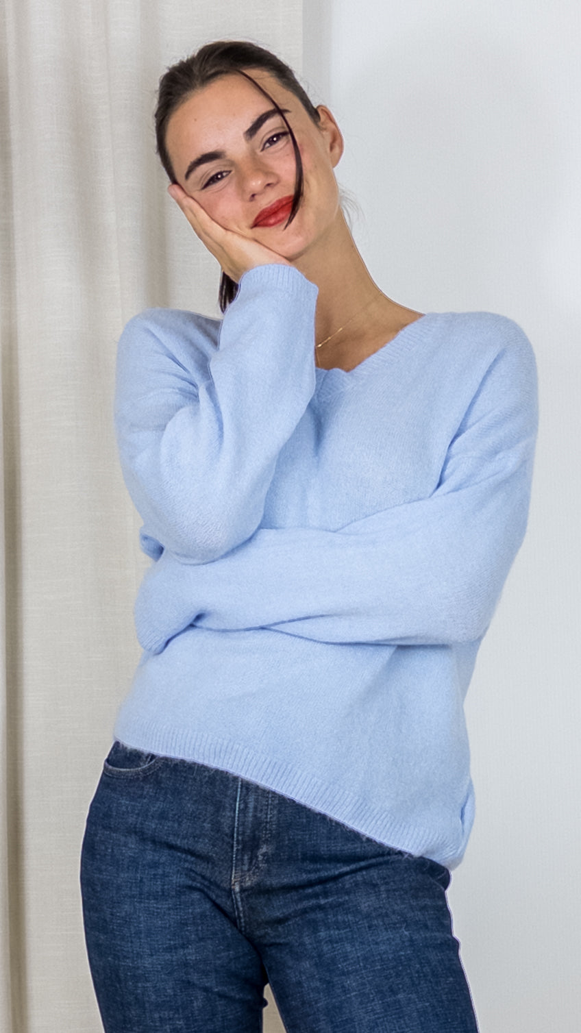 PULL COL V LA MAILLE PARISIENNE 7236 CIEL