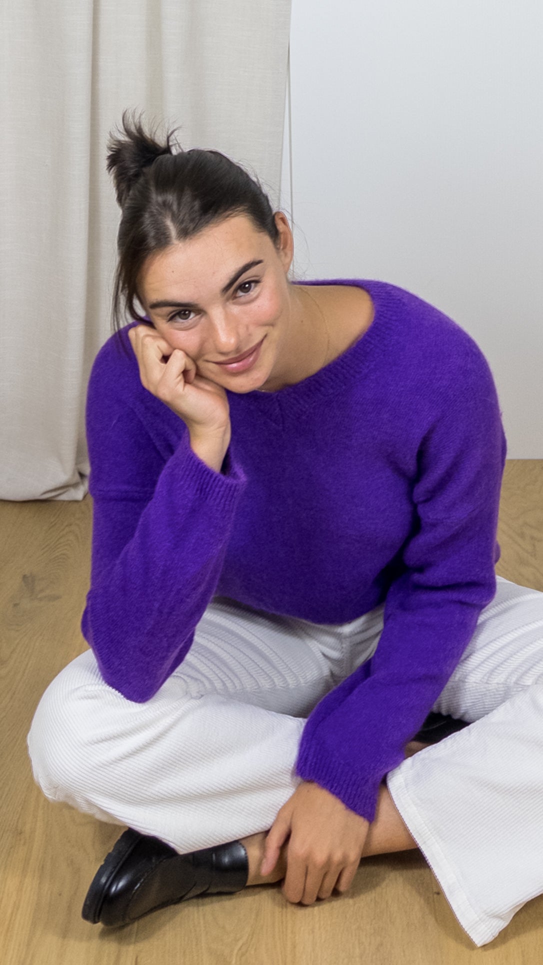 PULL COL V LA MAILLE PARISIENNE 7236 VIOLET