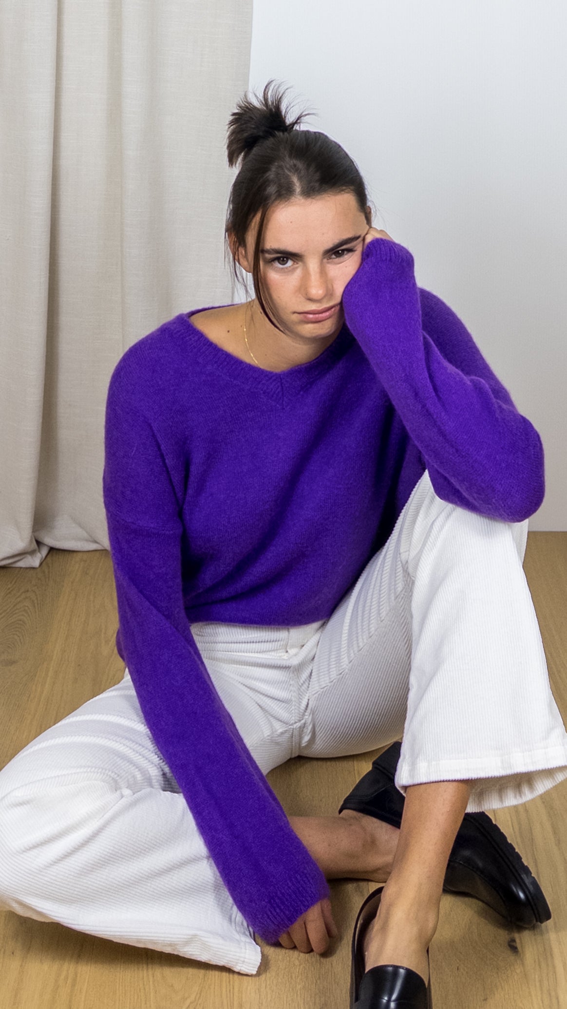 PULL COL V LA MAILLE PARISIENNE 7236 VIOLET