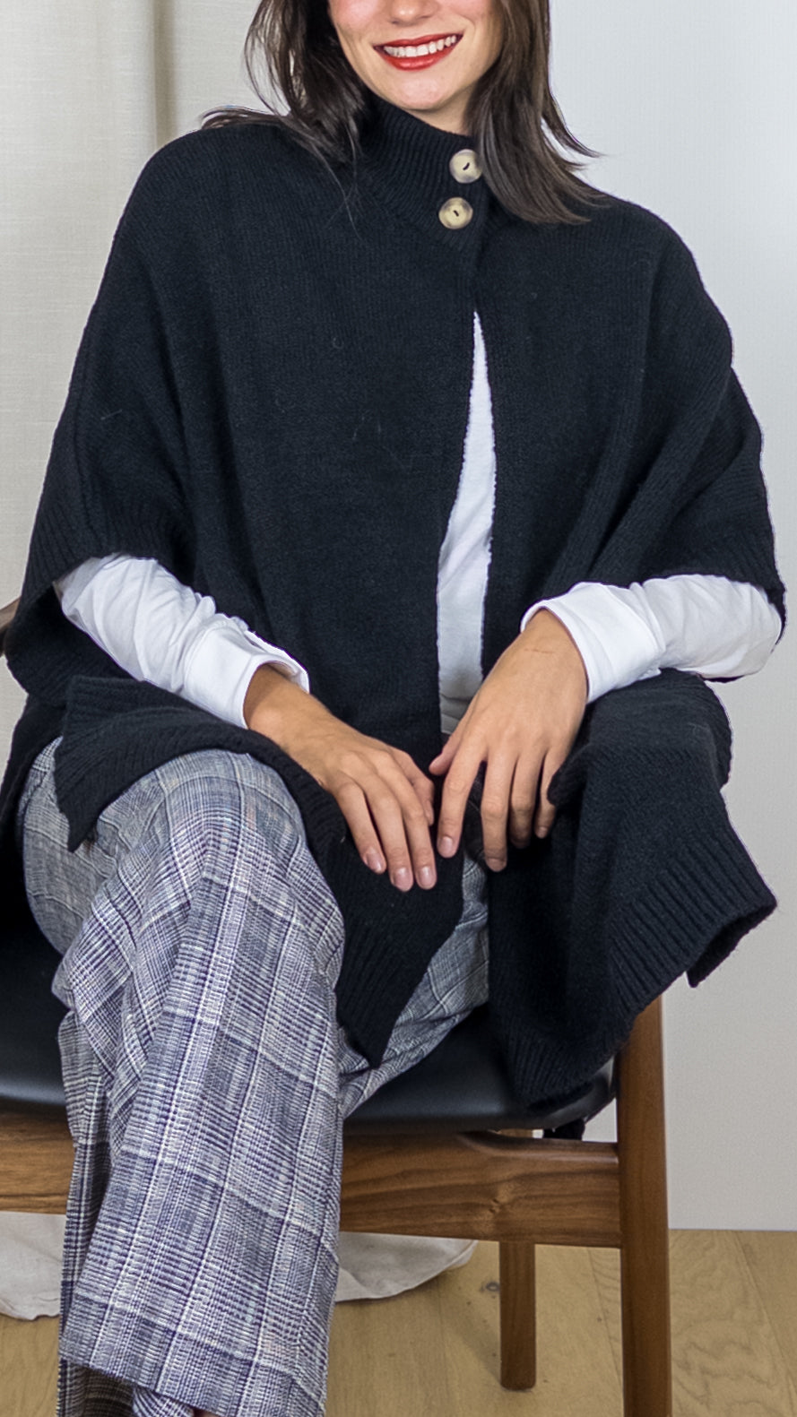 PONCHO OUVERT VILMA ANGE NOIR