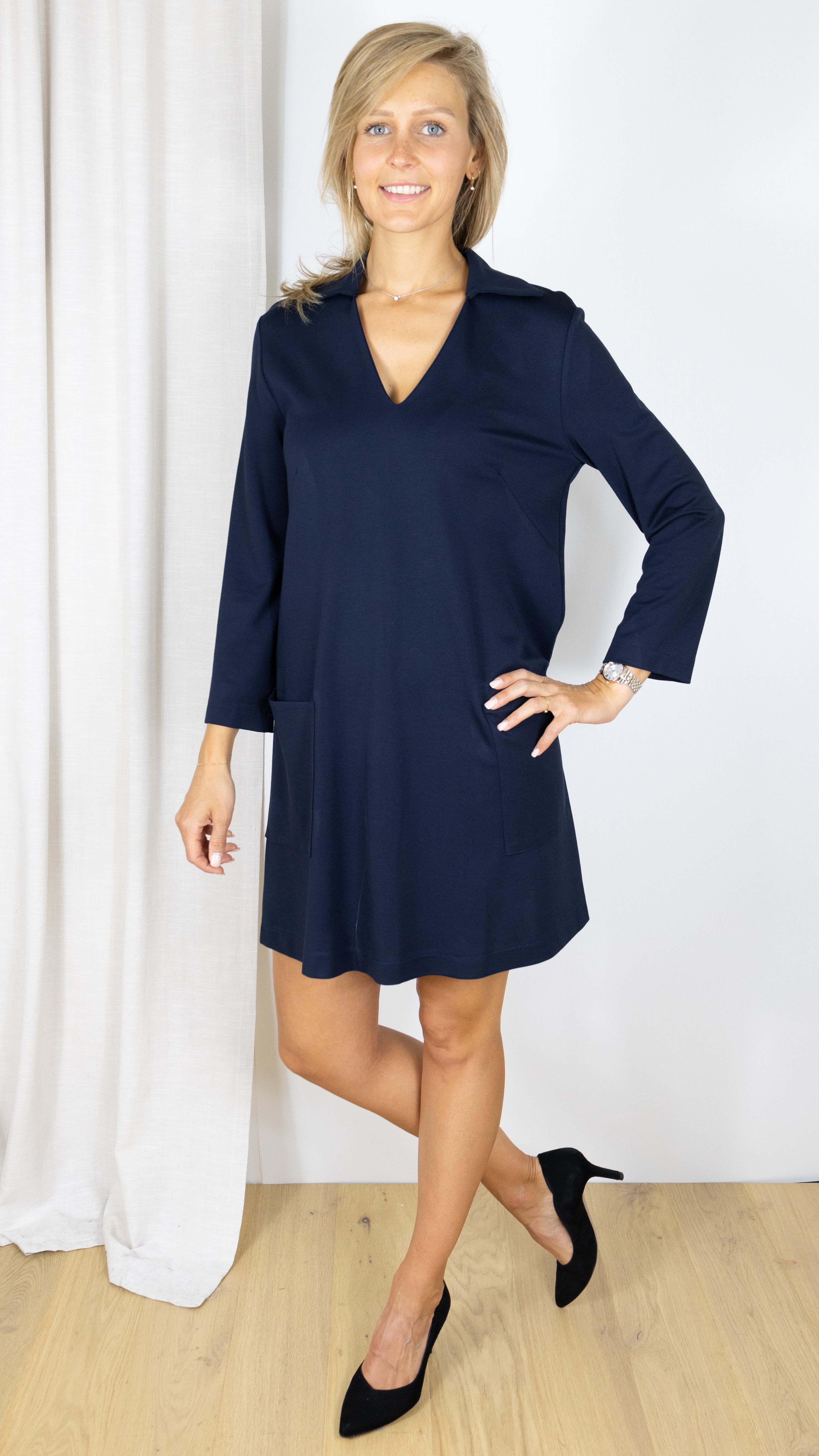 ROBE DROITE ENCOLURE V IMPERIALE AECRGAE MARINE