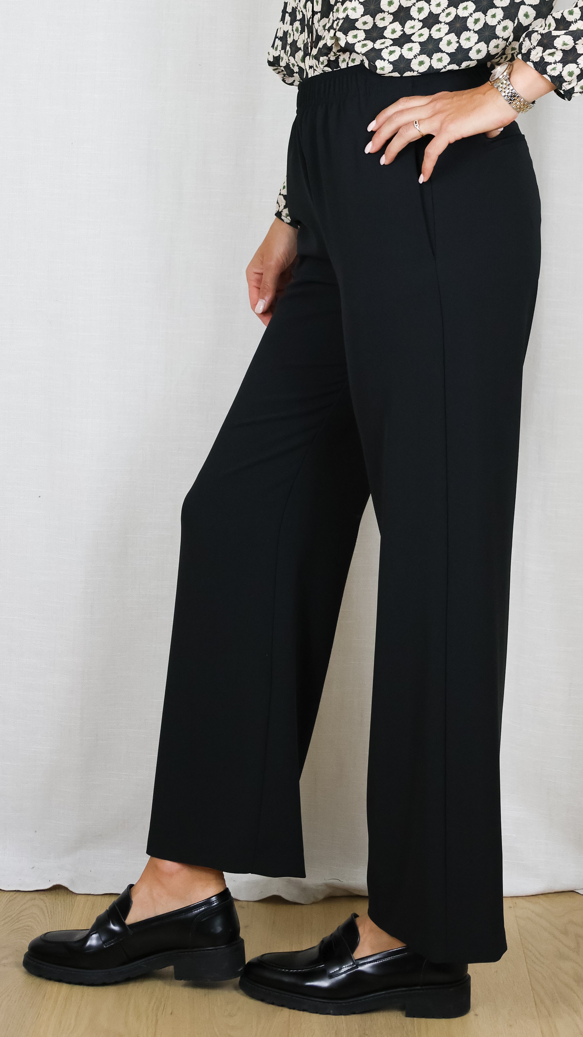 PANTALON DE VILLE DROIT FLUIDE IMPERIALE PVZ0GDF #color_1900/nero