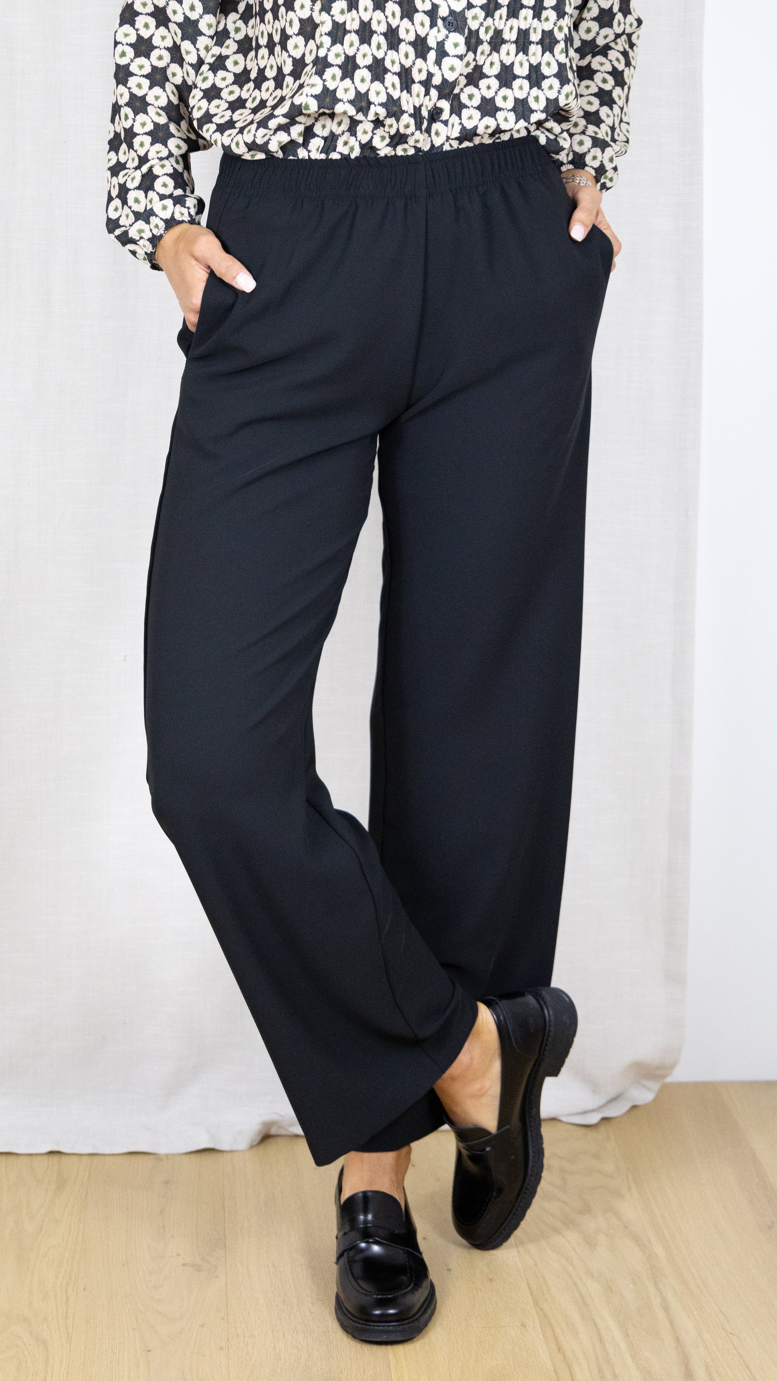 PANTALON DE VILLE DROIT FLUIDE IMPERIALE PVZ0GDF #color_1900/nero