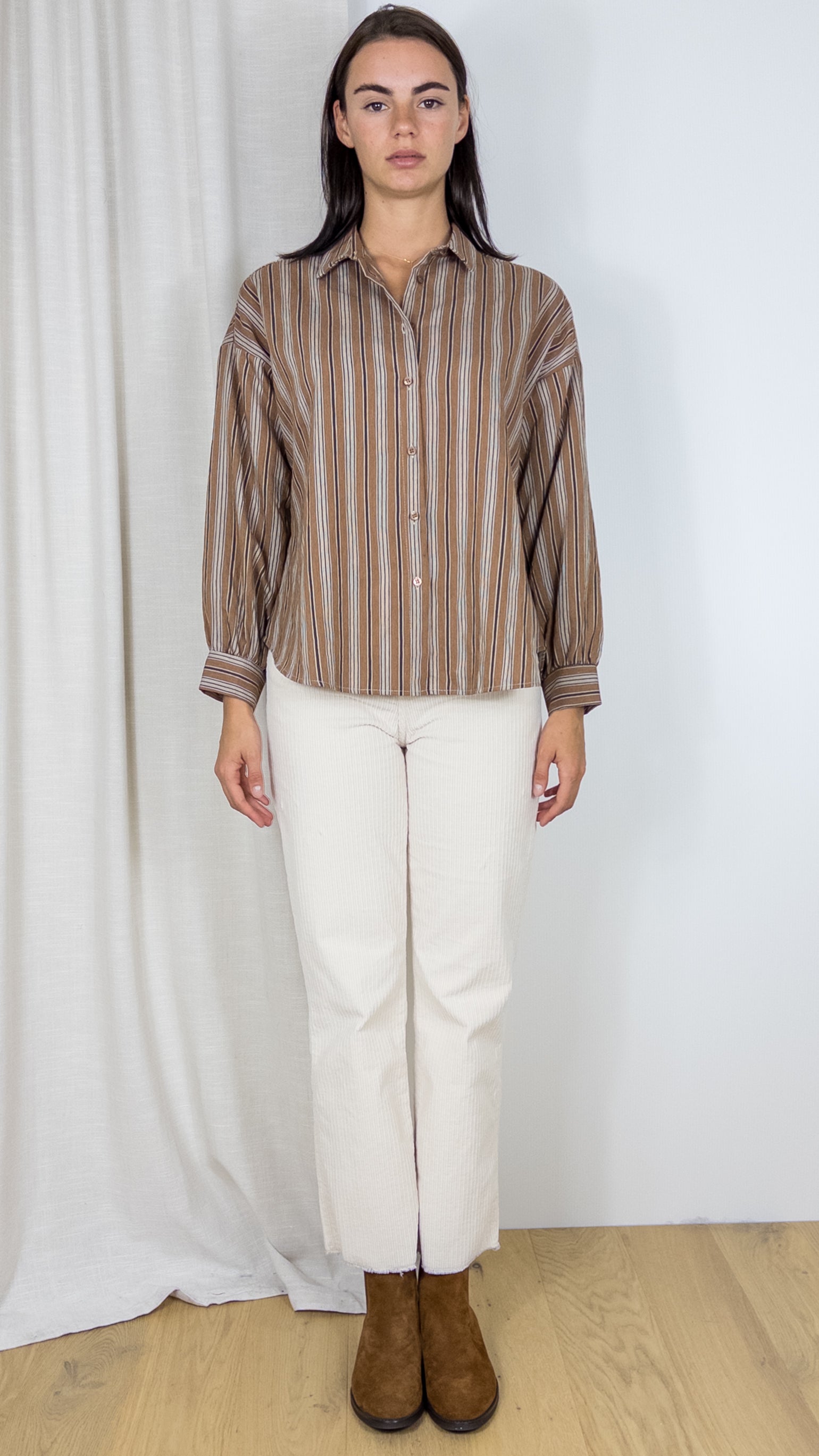 CHEMISE RAYEE STUDIO PARISIEN 6161 CAMEL