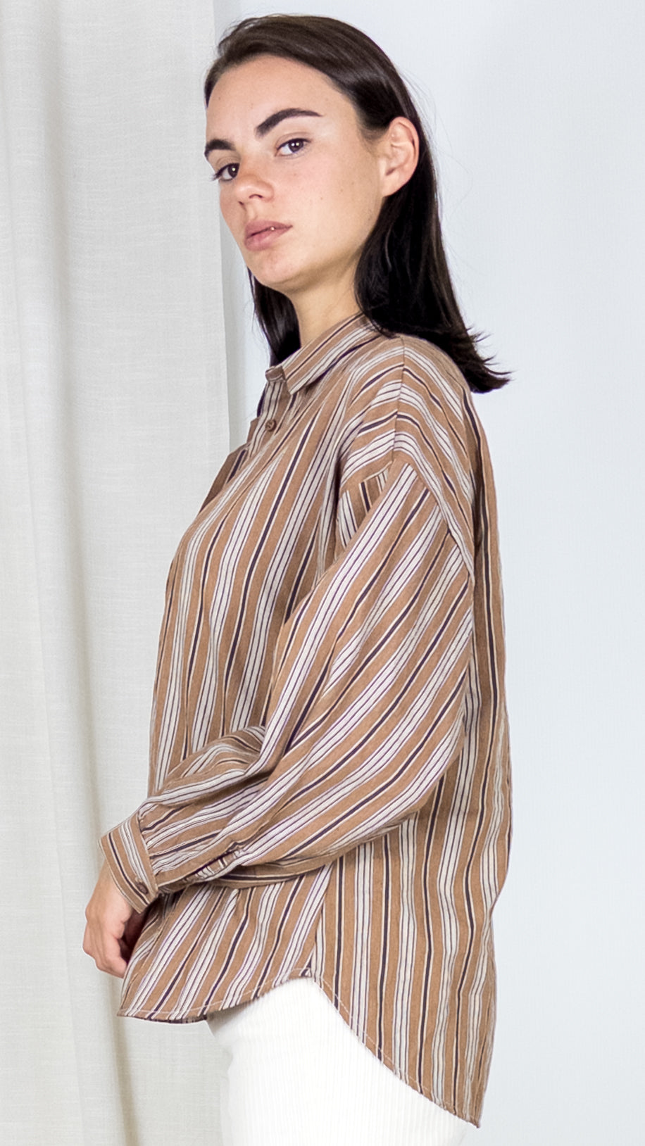 CHEMISE RAYEE STUDIO PARISIEN 6161 CAMEL
