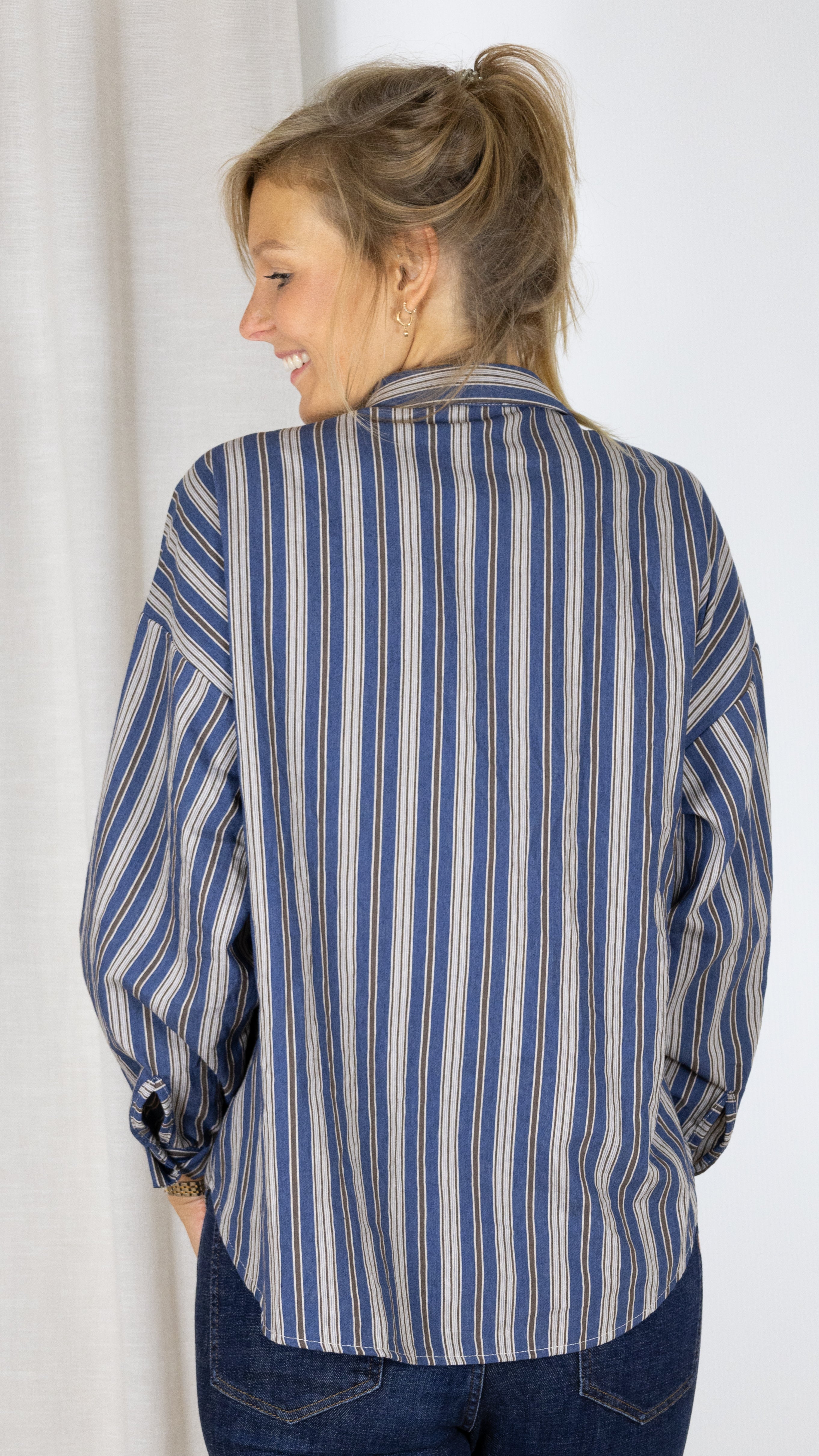 CHEMISE RAYEE STUDIO PARISIEN 6161 BLEU
