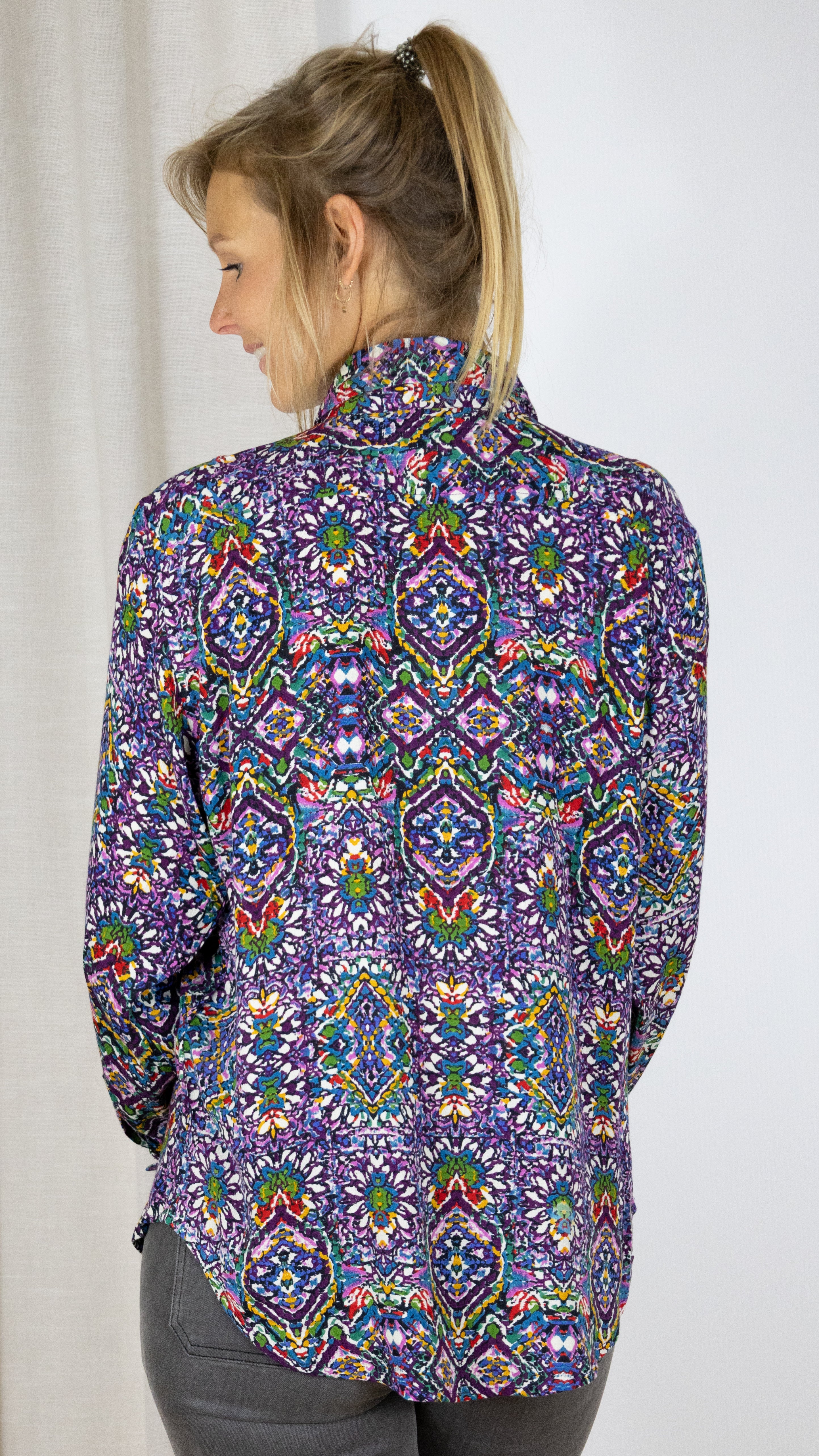 CHEMISE AMPLE IMPRIMEE LUK AP 65456 LILAS FONCE