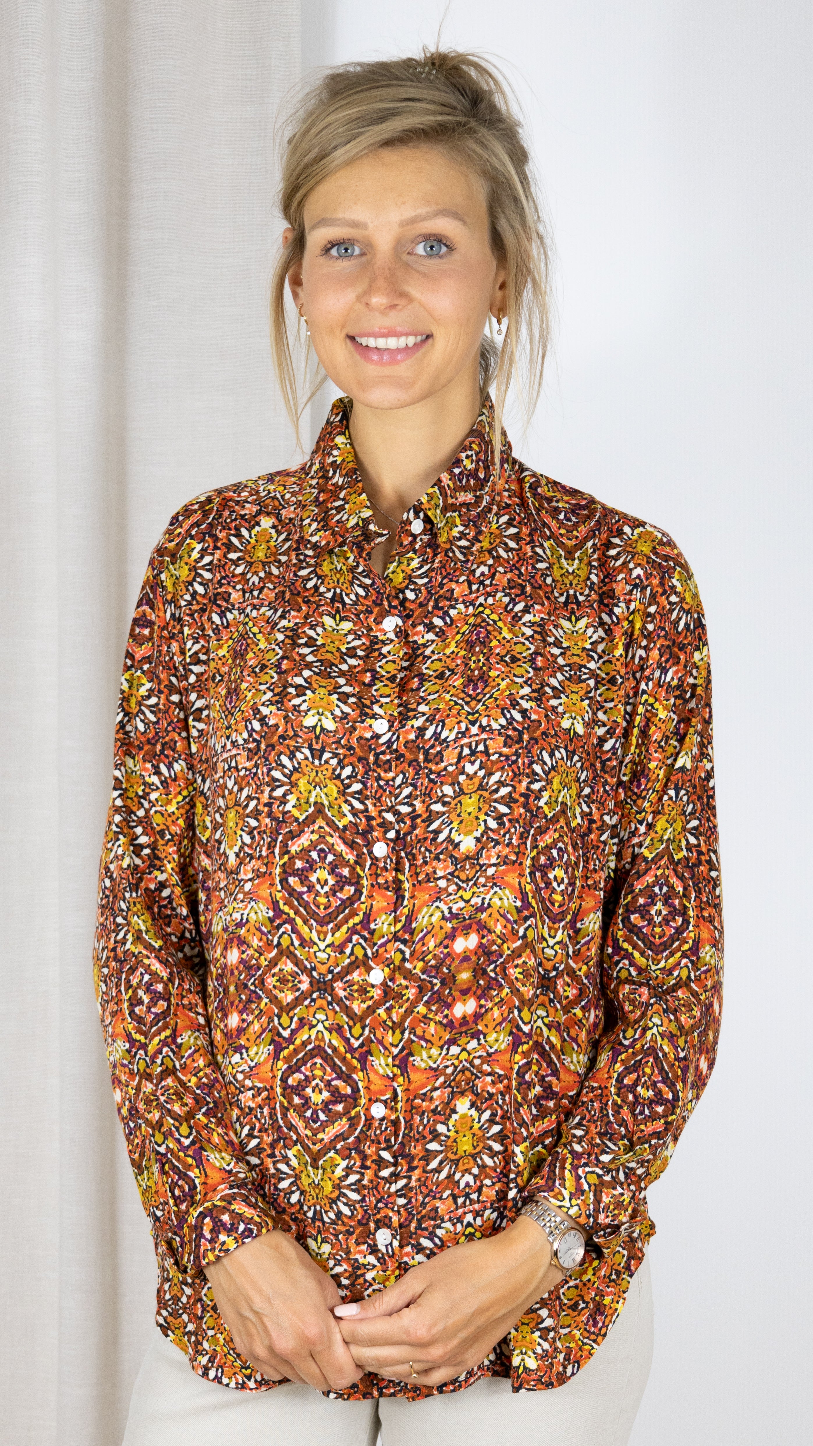 CHEMISE AMPLE IMPRIMEE LUK AP 65456 MARRON CLAIR