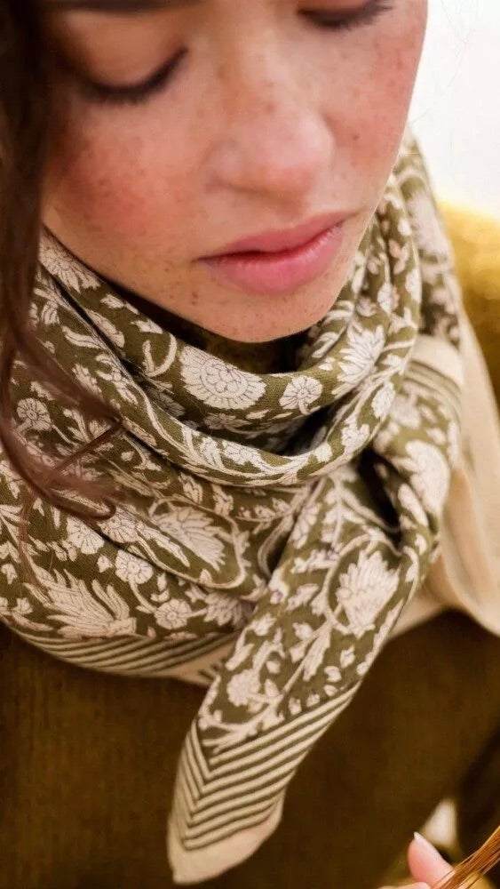 ECHARPE IMPRIME ANJALI BELLEMME KAKI#color_kaki