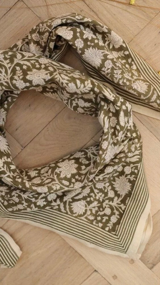 ECHARPE IMPRIME ANJALI BELLEMME KAKI#color_kaki