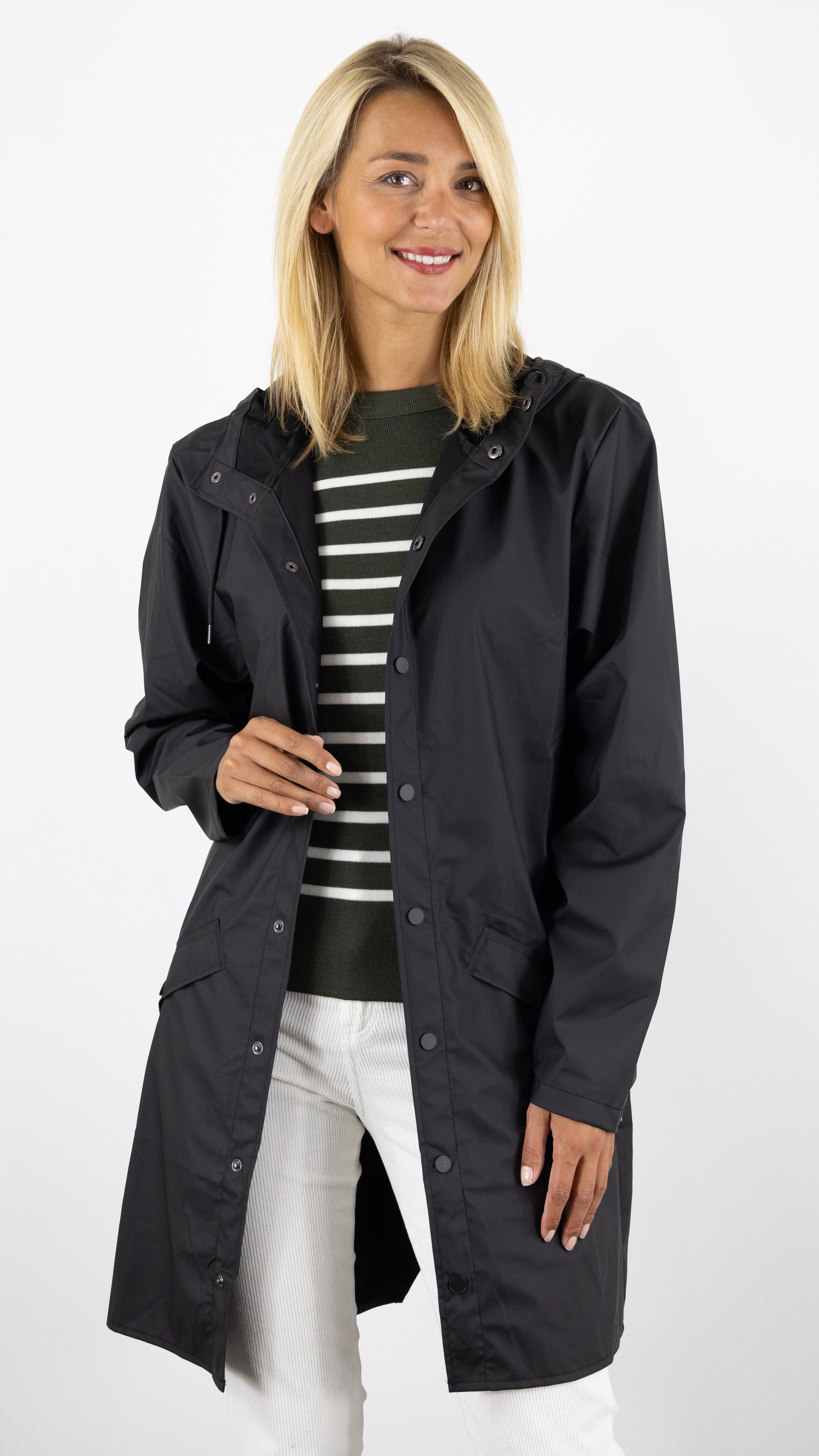 PARKA LONGUE JACKET 12020 RAINS#COLOR_NOIR