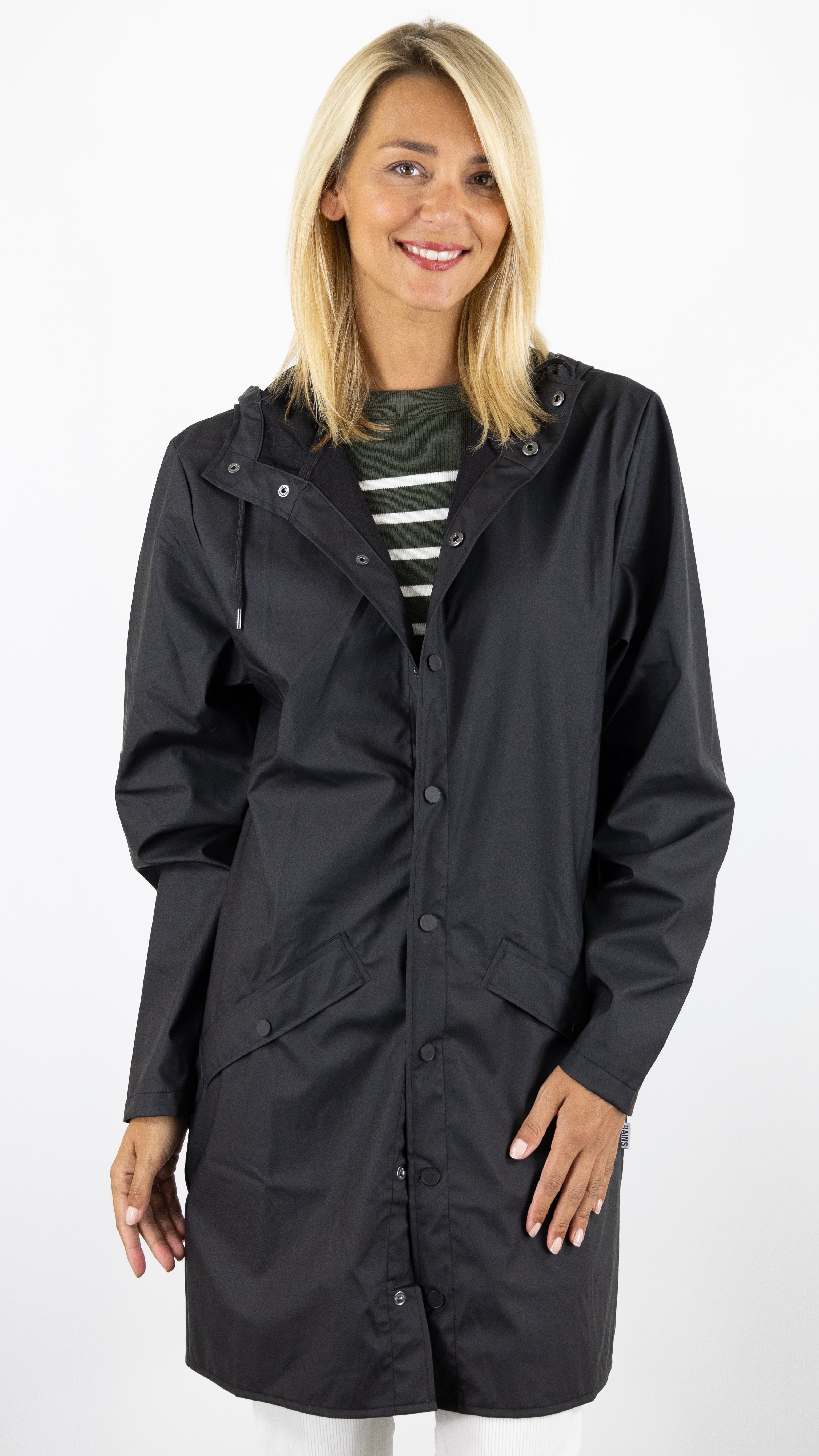 PARKA LONGUE JACKET 12020 RAINS#COLOR_NOIR