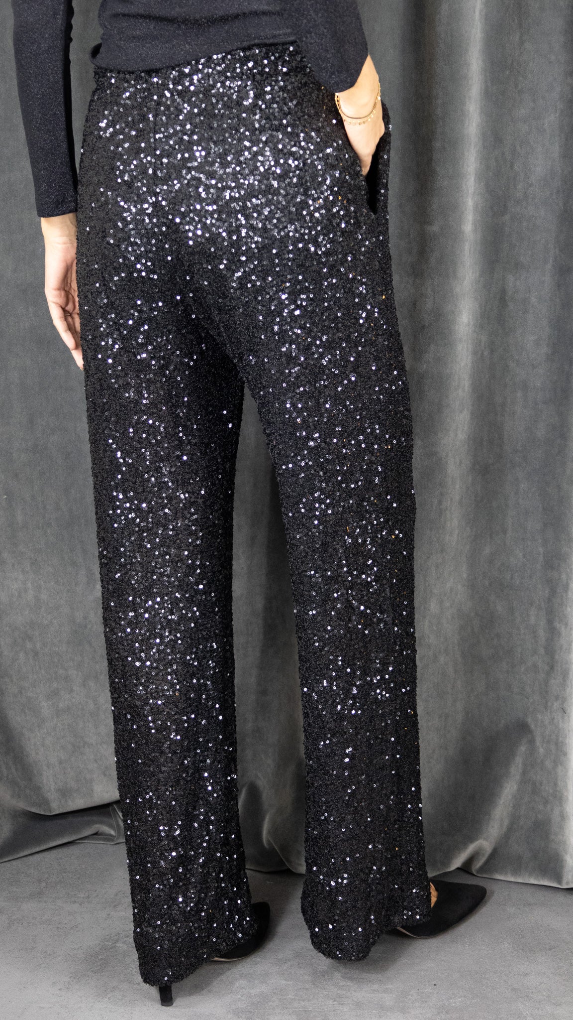 PANTALON A PAILLETTES NOIRIMPERIAL P3M5ITW
