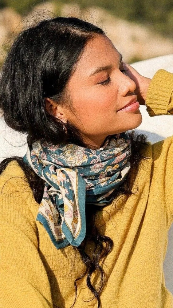 FOULARD IMPRIME EN COTON BËLLEMME MANON#COLOR_ENCRE