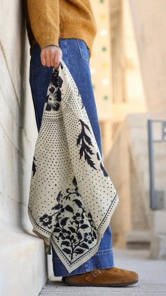 FOULARD IMPRIMÉ EN COTON BËLLEMME HINDI#COLOR_BANDANA ECRU