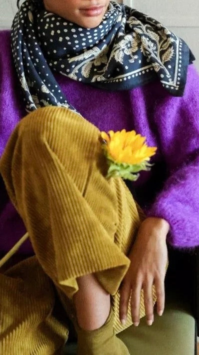 FOULARD IMPRIMÉ EN COTON BËLLEMME HINDI#COLOR_BANDANA ENCRE