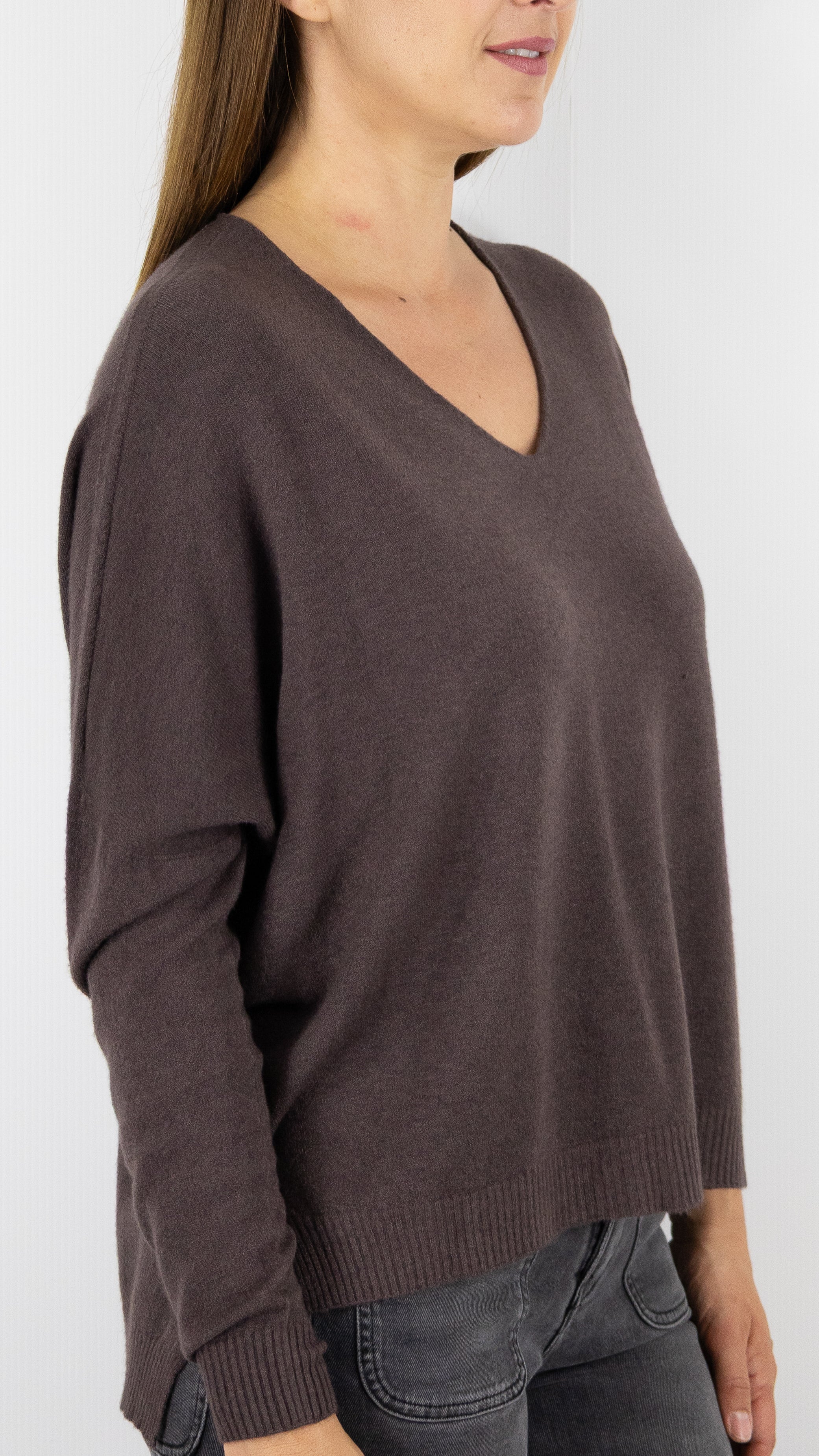 PULL OVERSIZE PONCHO COL V ALEXANDRE LAURENT C8778#COLOR_FRENCH/CHOCO