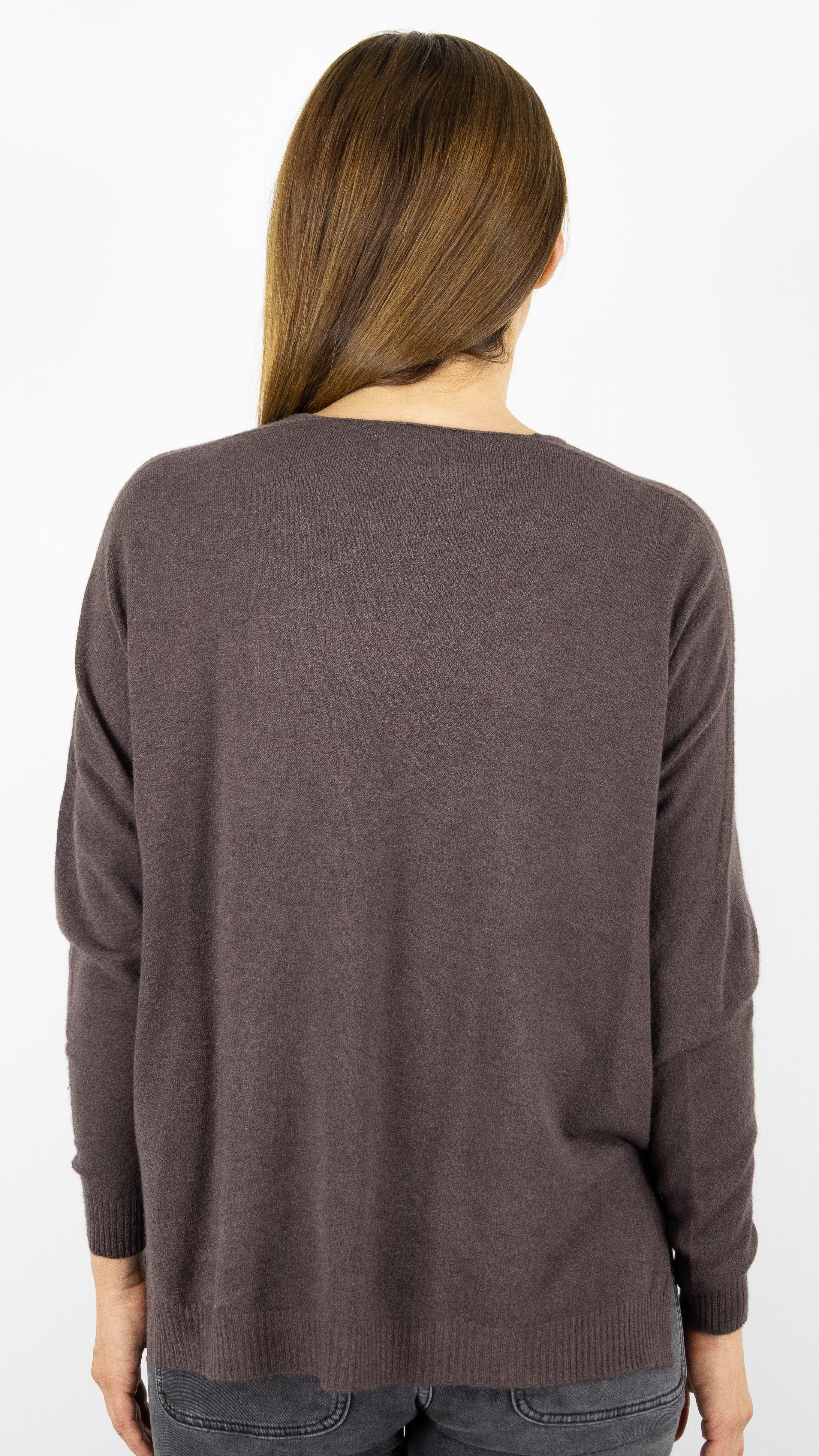 PULL OVERSIZE PONCHO COL V ALEXANDRE LAURENT C8778#COLOR_FRENCH/CHOCO