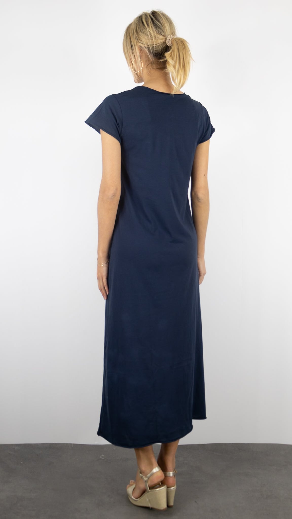 ROBE LONGUE MANCHES COURTES ANONYM ALIZEE#COLOR_MARINE