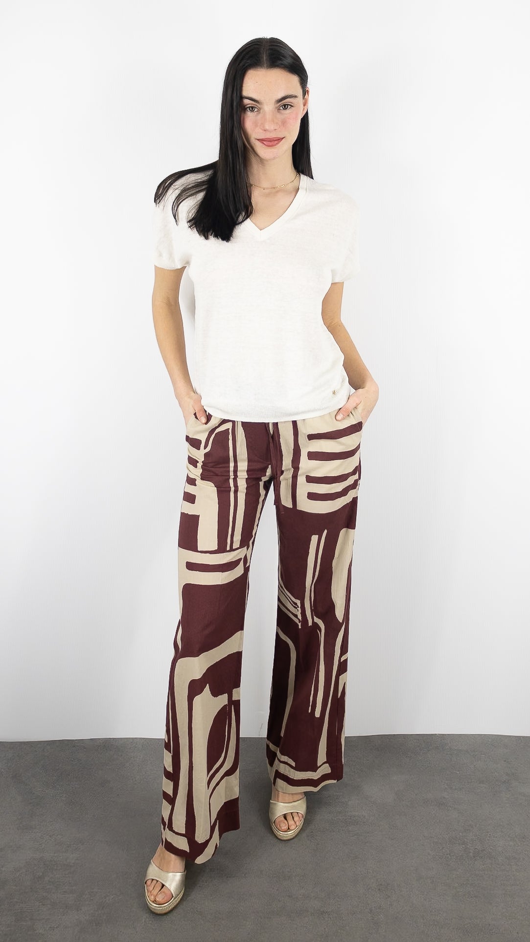 PANTALON LARGE IMPRIME MARRON HARTFORD PULAM #COLOR_01/NATURAL BROWN