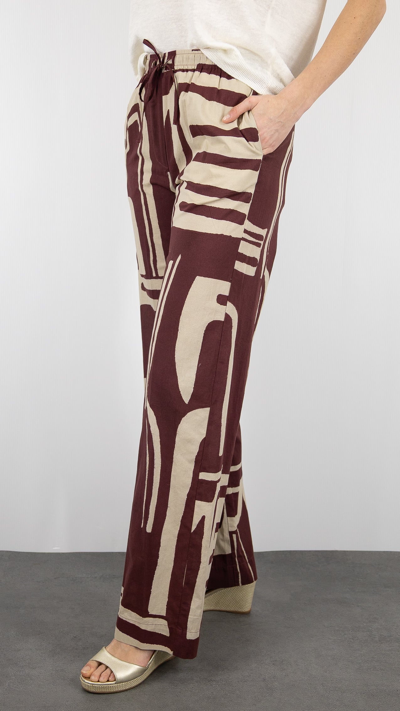 PANTALON LARGE IMPRIME MARRON HARTFORD PULAM #COLOR_01/NATURAL BROWN