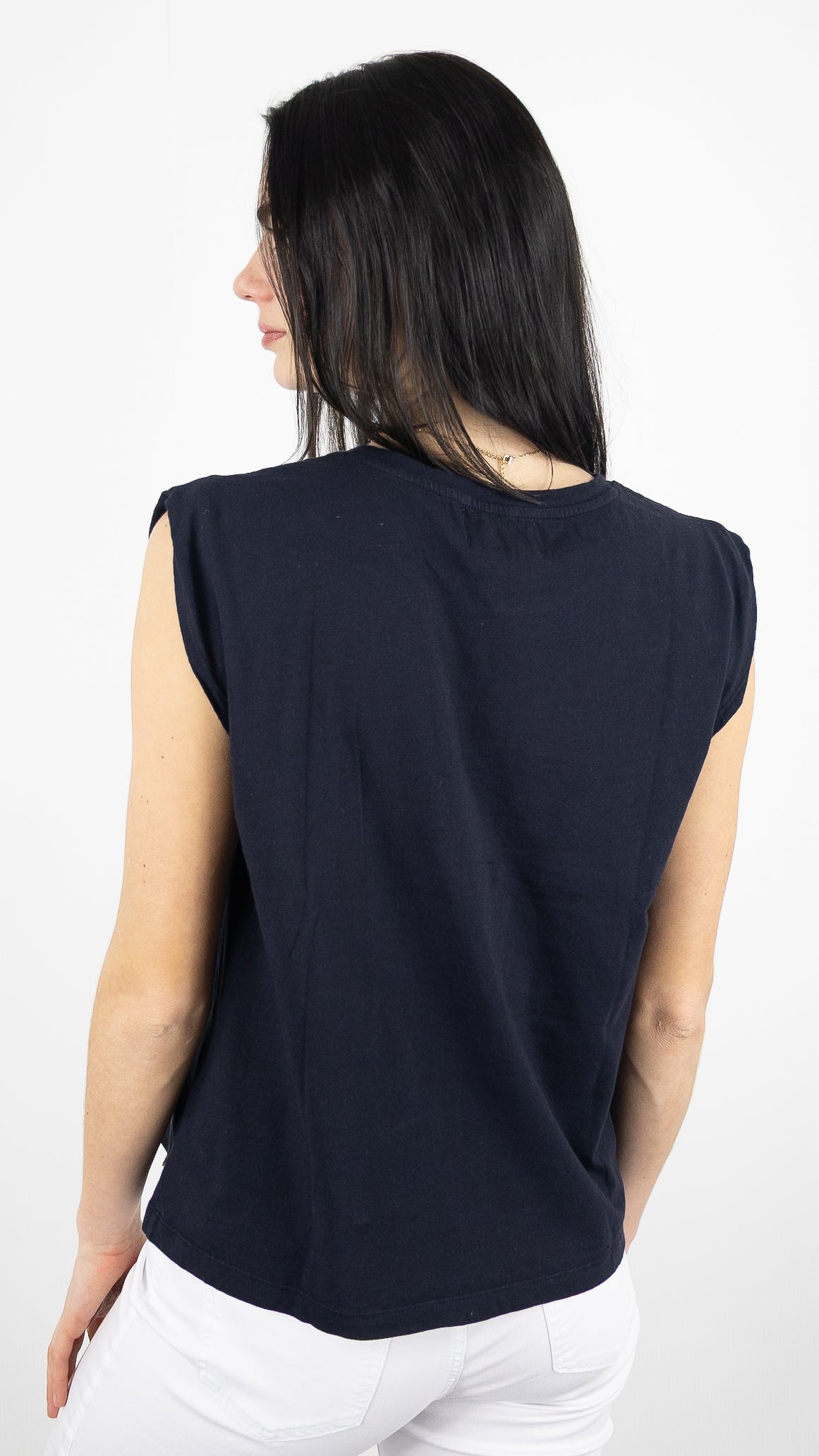 TEE-SHIRT COL ROND SANS MANCHES POUR FEMME DES PETITS HAUTS ZAEBA#COLOR_NOIR