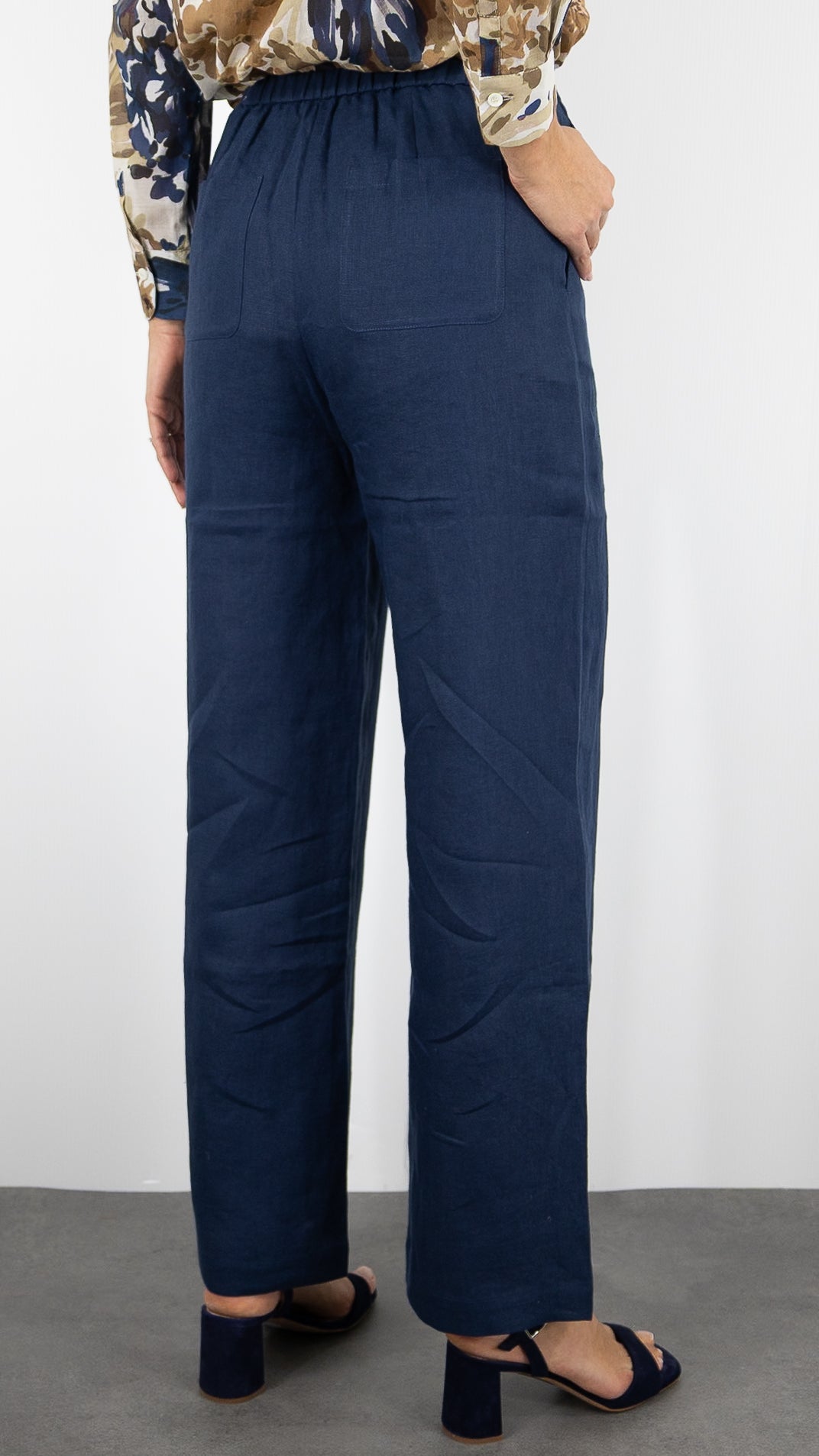 PANTALON LARGE EN LIN MARINE ESTHEME JF5S102EL