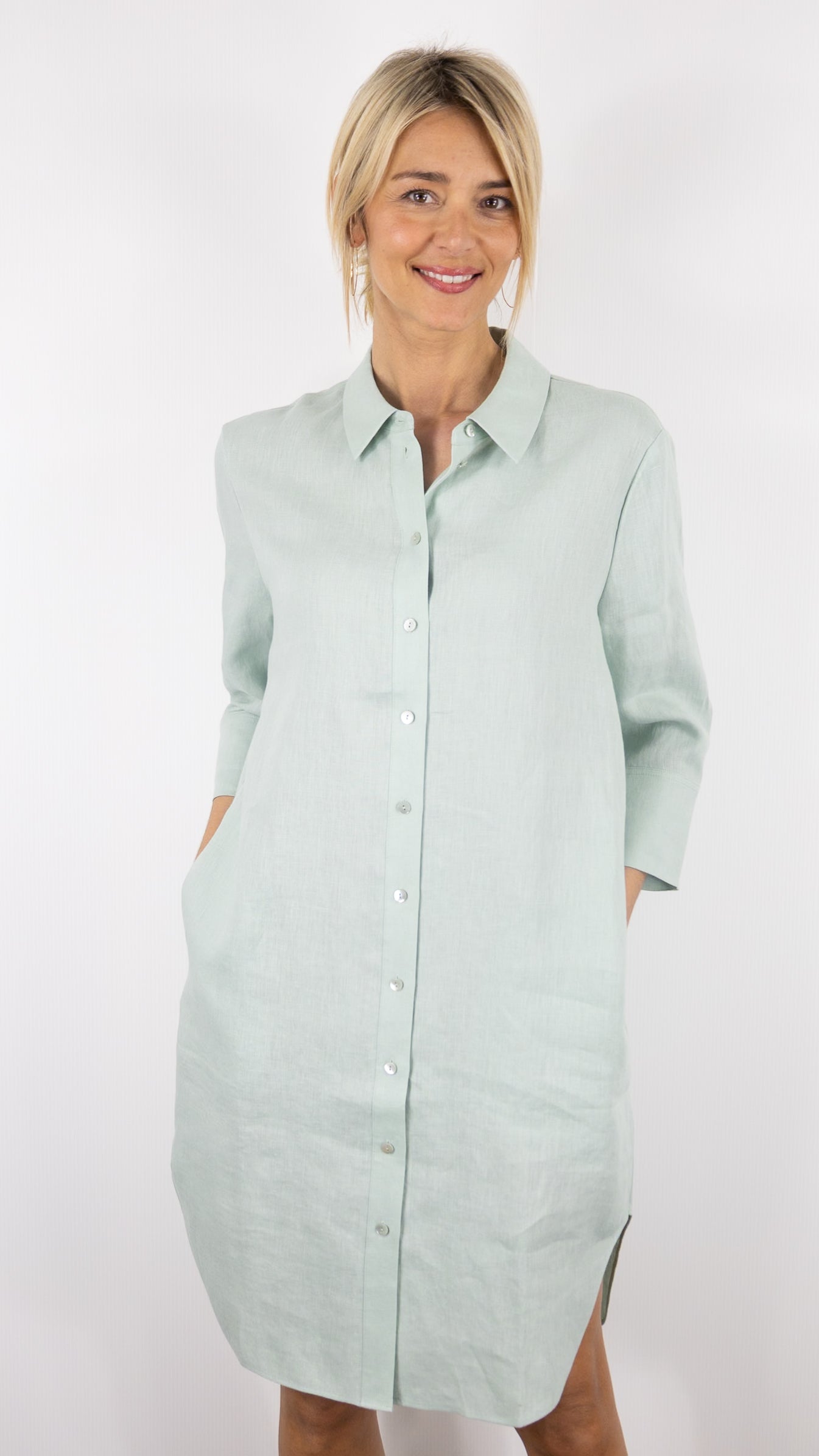 ROBE CHEMISE EN LIN POUR FEMME MINTY MENTHE ESTHEME ZH329EL