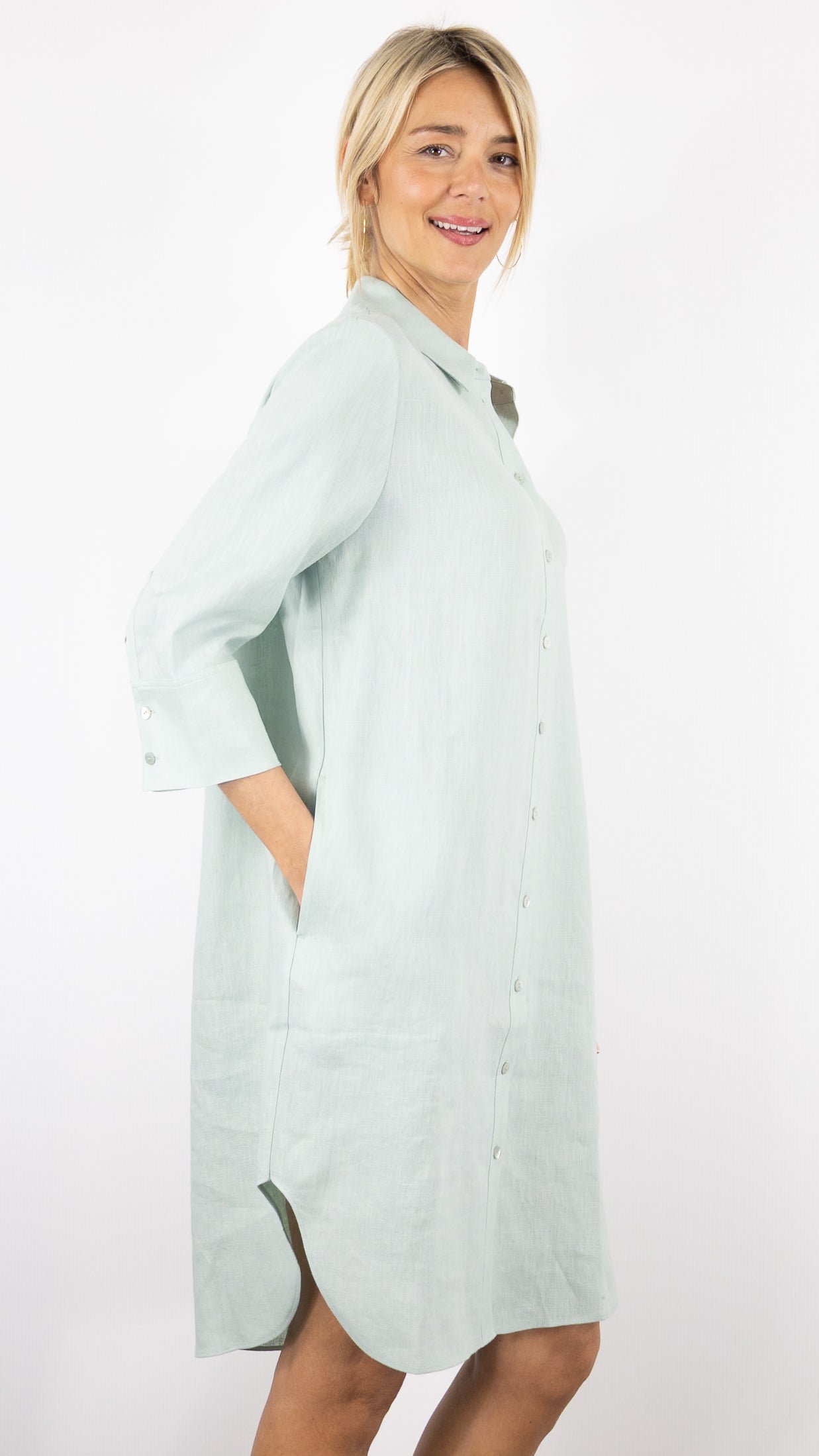 ROBE CHEMISE EN LIN POUR FEMME MINTY MENTHE ESTHEME ZH329EL