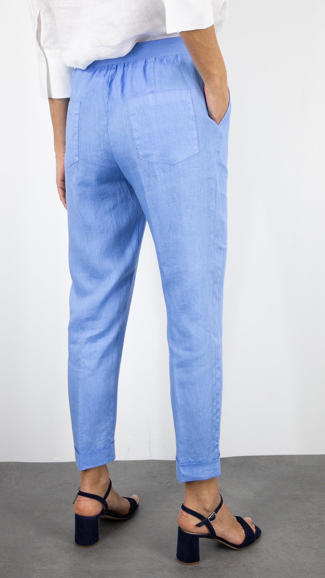 PANTALON EN LIN TAILLE ELASTIQUE ROSSO 35 N861PA/8000#COLOR_764/BLEU