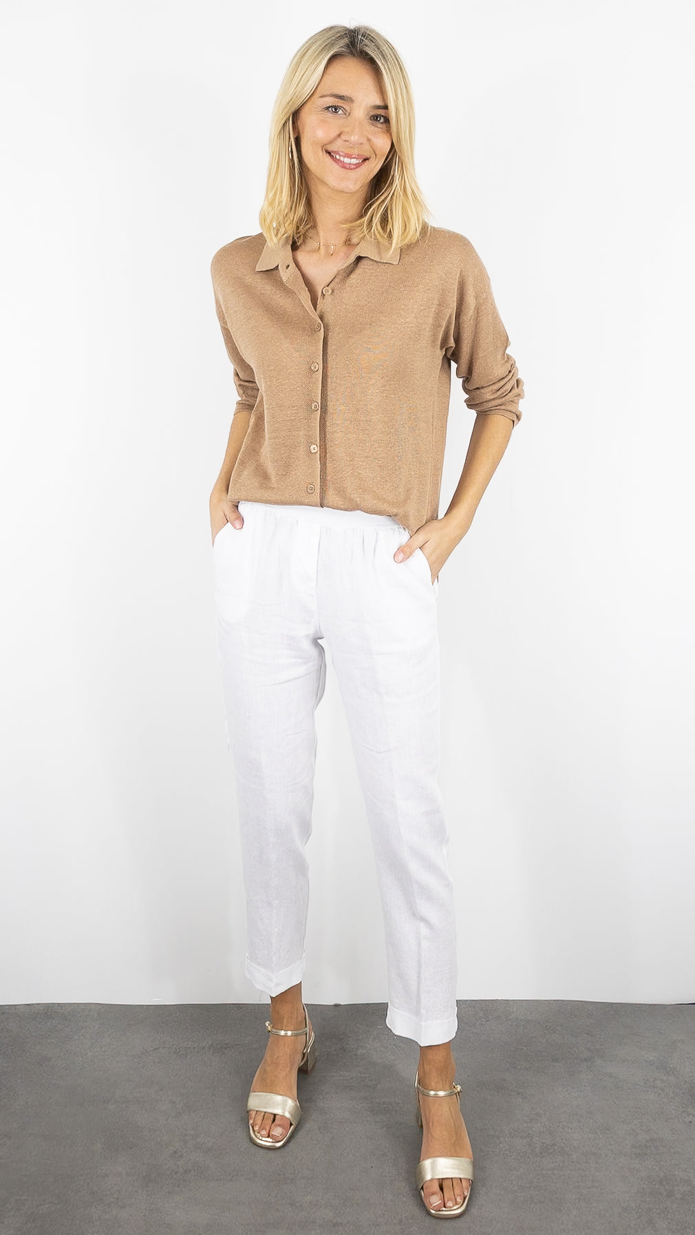 CHEMISE LONGUE EN MAILLE DE LIN ESTHEME F2614EE#COLOR_26264/CARAMEL