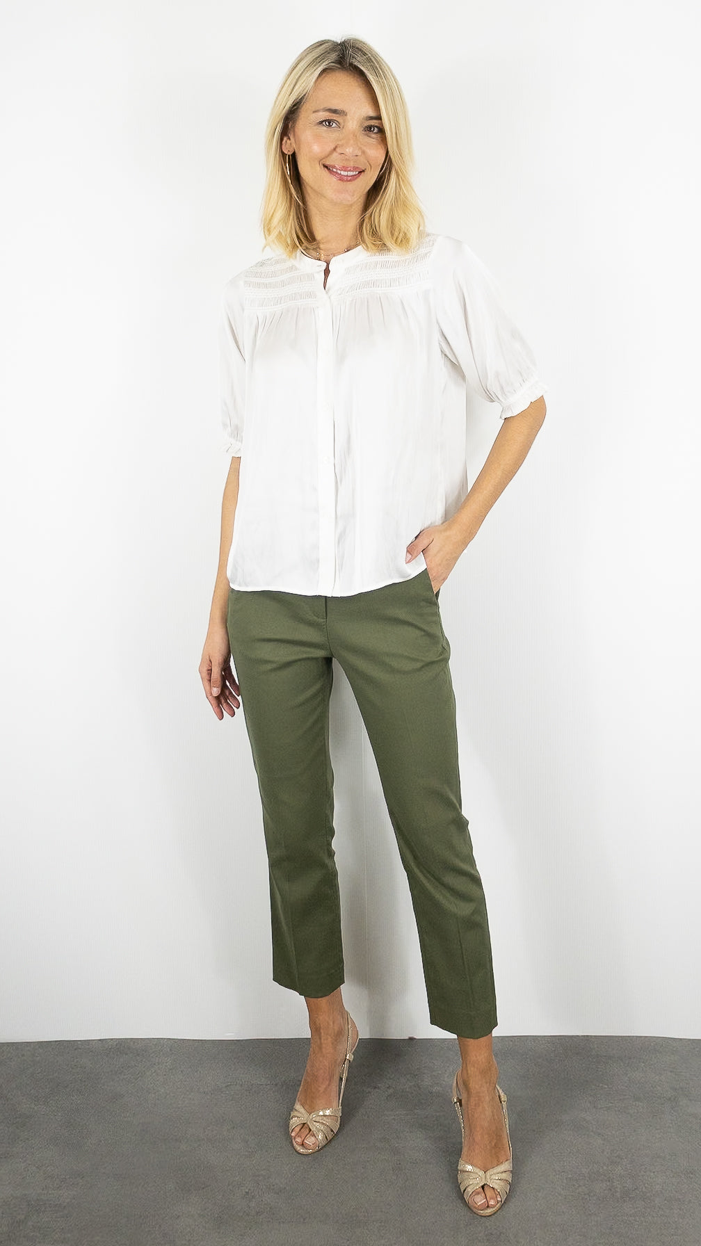 PANTALON FEMME 7/8 VILLE BEIGE GERARD DAREL AURIA#COLOR_50/KAKI