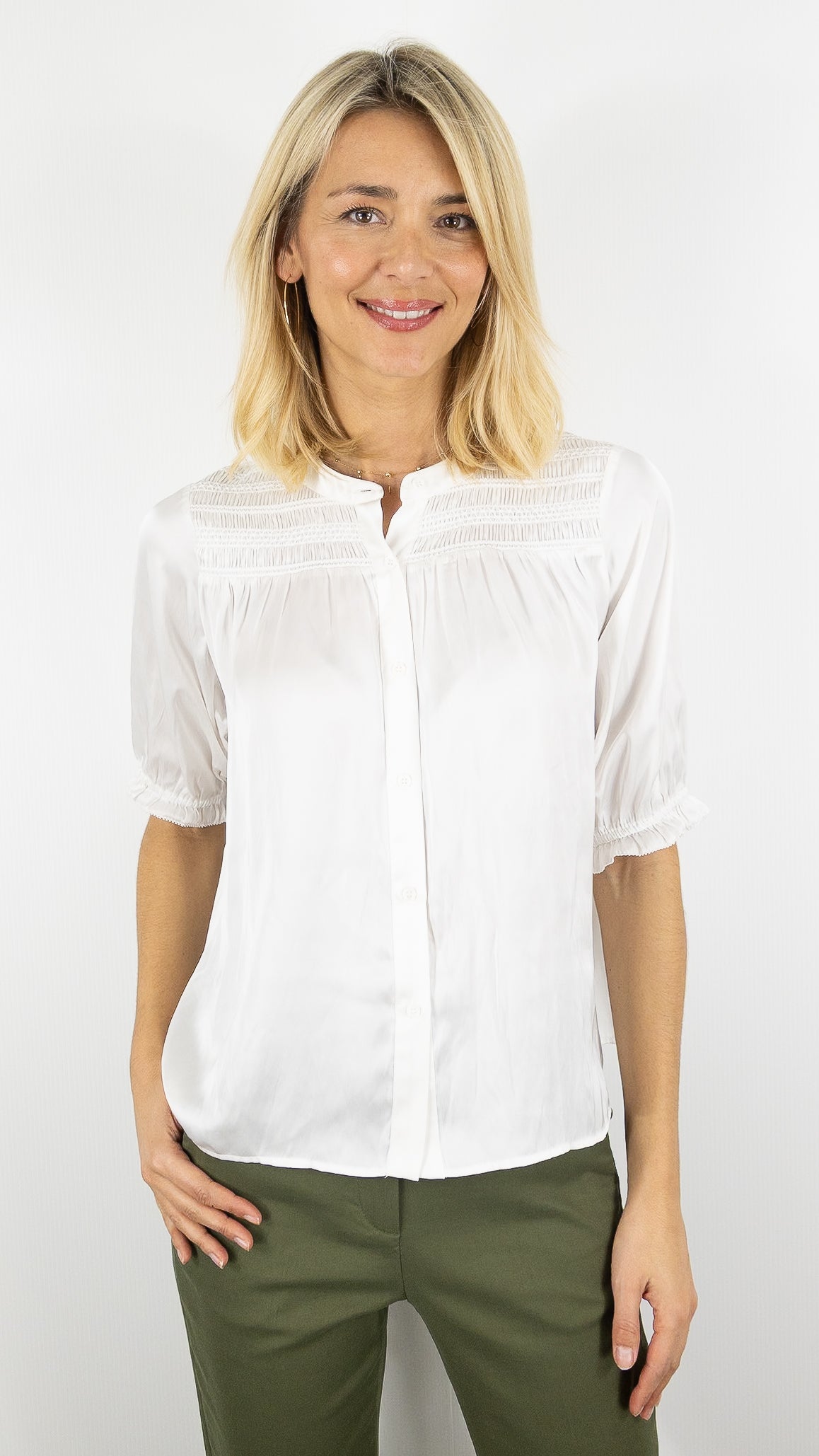 BLOUSE FLUIDE SMOCKEE ECRUE GERARD DAREL CATRINE