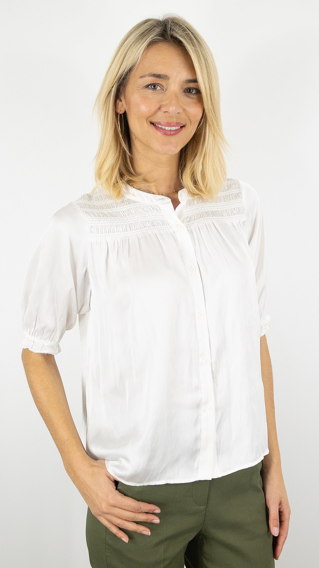 BLOUSE FLUIDE SMOCKEE ECRUE GERARD DAREL CATRINE