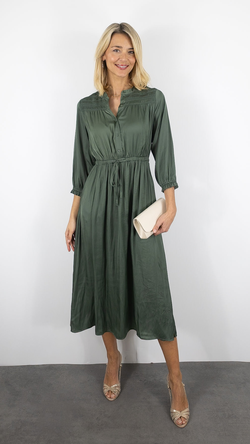 ROBE LONGUE SMOCKEE KAKI GERARD DAREL RUBIE